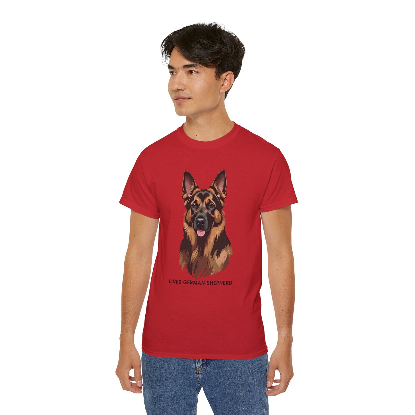 Liver German Shepherd Tee, Dog Lover Shirt, Pet Owner Gift, Animal Print T-Shirt, Unisex Graphic Tee, Birthday Present for Dog Lovers