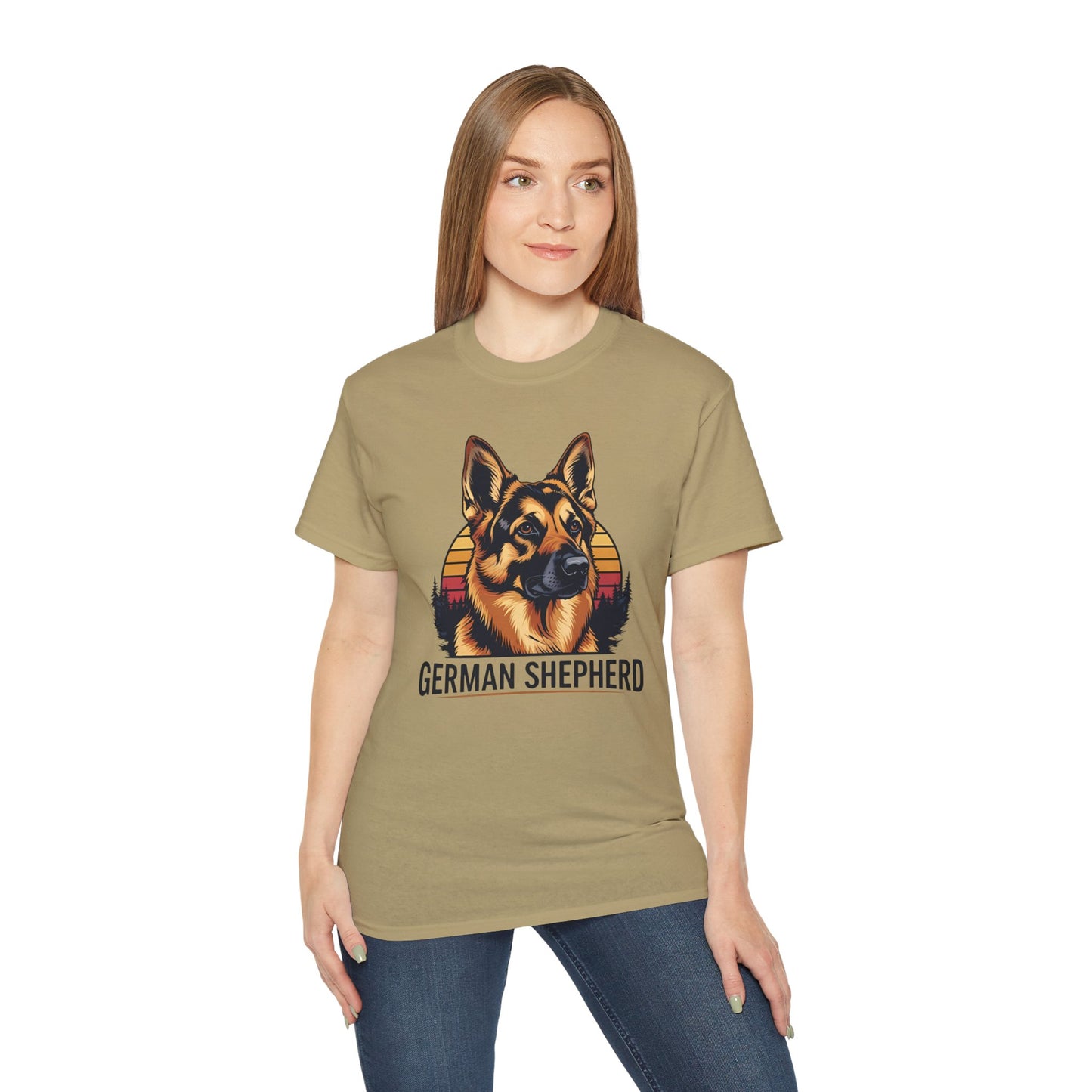 German Shepherd Ultra Cotton Tee, Dog Lover Gift, Retro Design, Pet Owner Shirt, Animal Apparel, Birthday Gift, Casual Wear