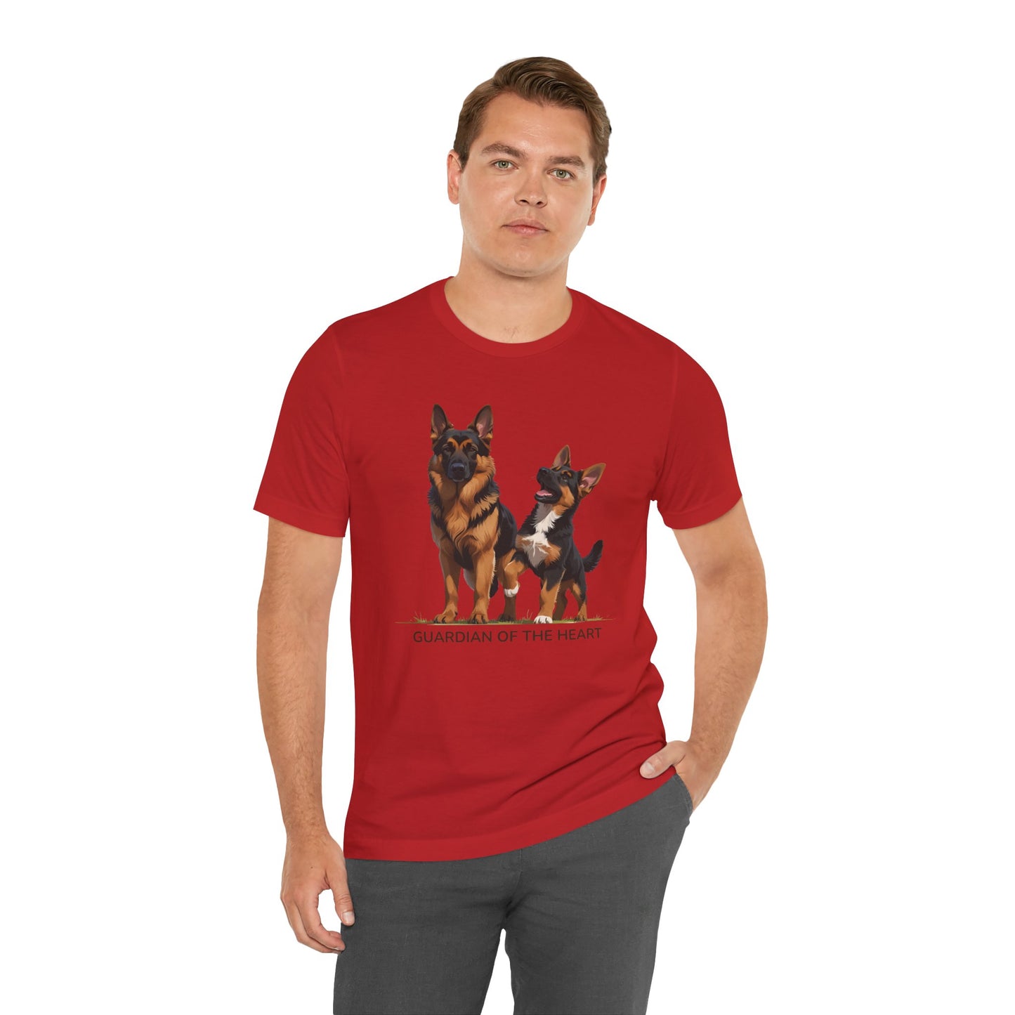 German Shepherd and Puppy Tee - Guardian of the Heart, Gifting for Pet Owners, Cute Graphic Shirt, Perfect for Birthdays, Dog-Themed Apparel