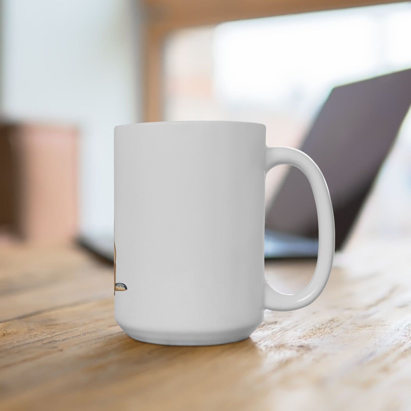 White Dog Lover Ceramic 15oz Mug With a Graphic of Showline German Shepherd Sloppily Sitting