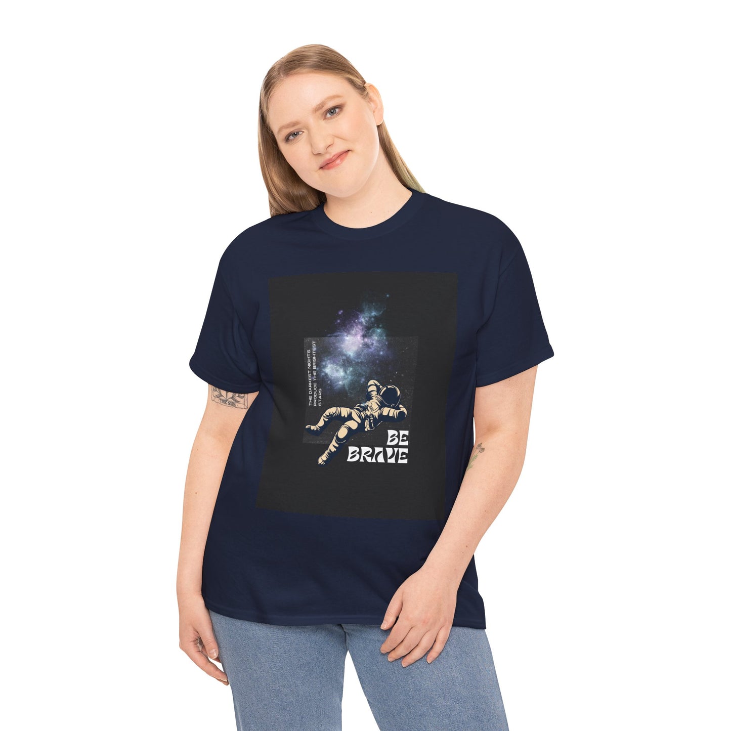Be Brave Tee, Inspirational T-Shirt, Unisex Cotton Top, Space Graphic Shirt, Motivational Gift, Everyday Wear
