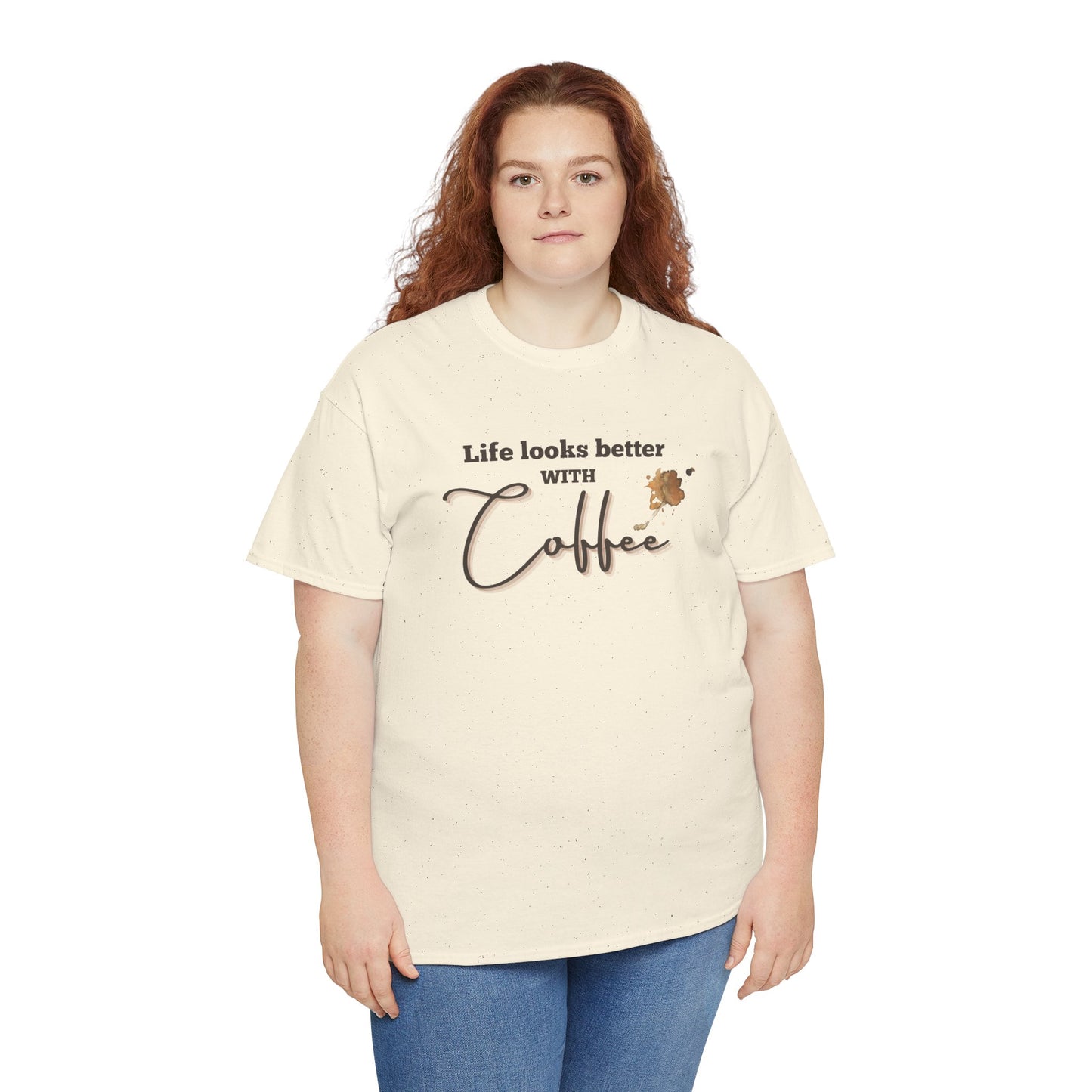 Life Looks Better with Coffee Tee | Unisex Cotton Tee for Coffee Lovers, Gift for Birthdays, Anniversaries, Casual Wear, Coffee-themed