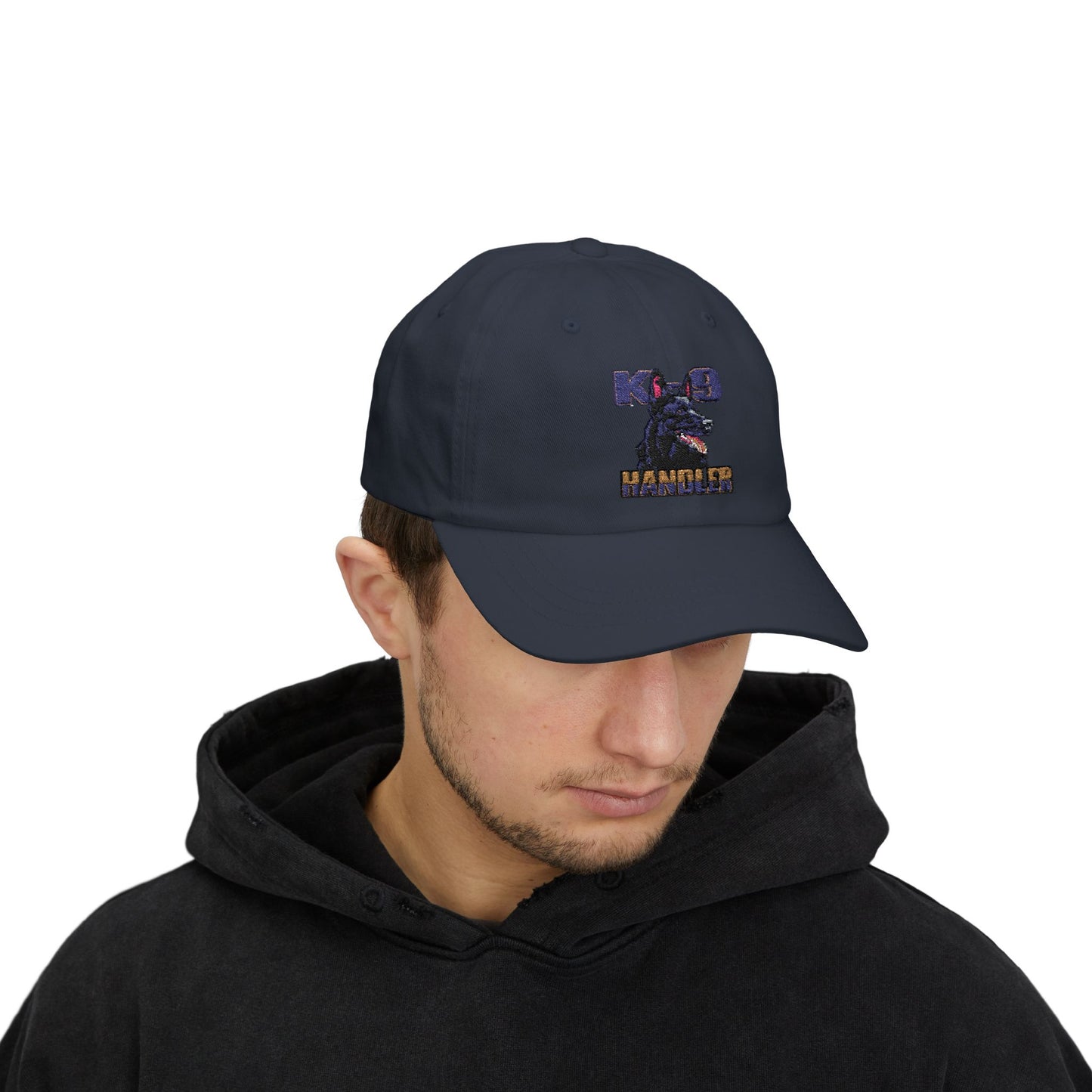 Embroidered K9 Handler Classic Dad Cap - Featuring a Black German Shepherd, Adjustable Cap for Pet Owners, Outdoor Hat
