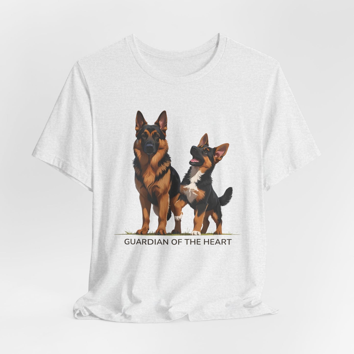 German Shepherd and Puppy Tee - Guardian of the Heart, Gifting for Pet Owners, Cute Graphic Shirt, Perfect for Birthdays, Dog-Themed Apparel