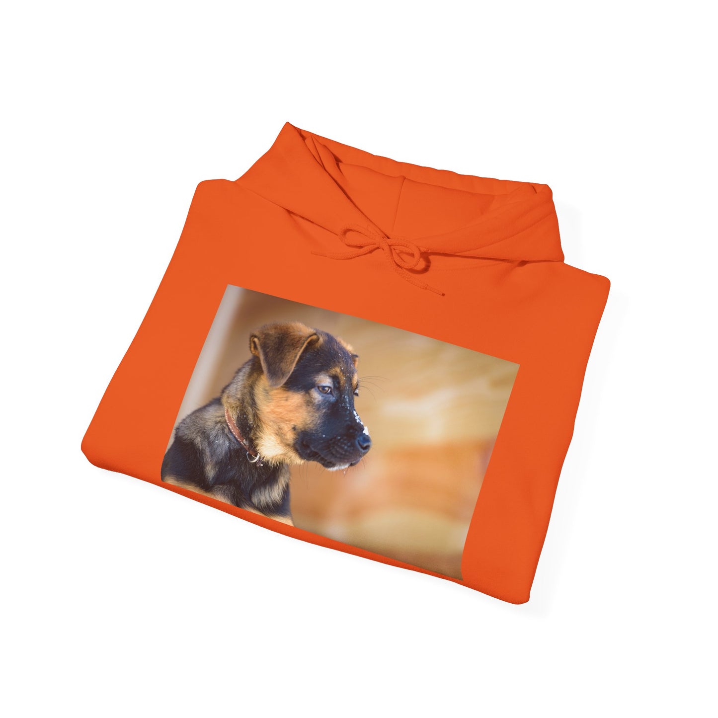 A Unisex Dog Lover Hoodie With a and Red German Shepherd Puppy With Floppy Ears