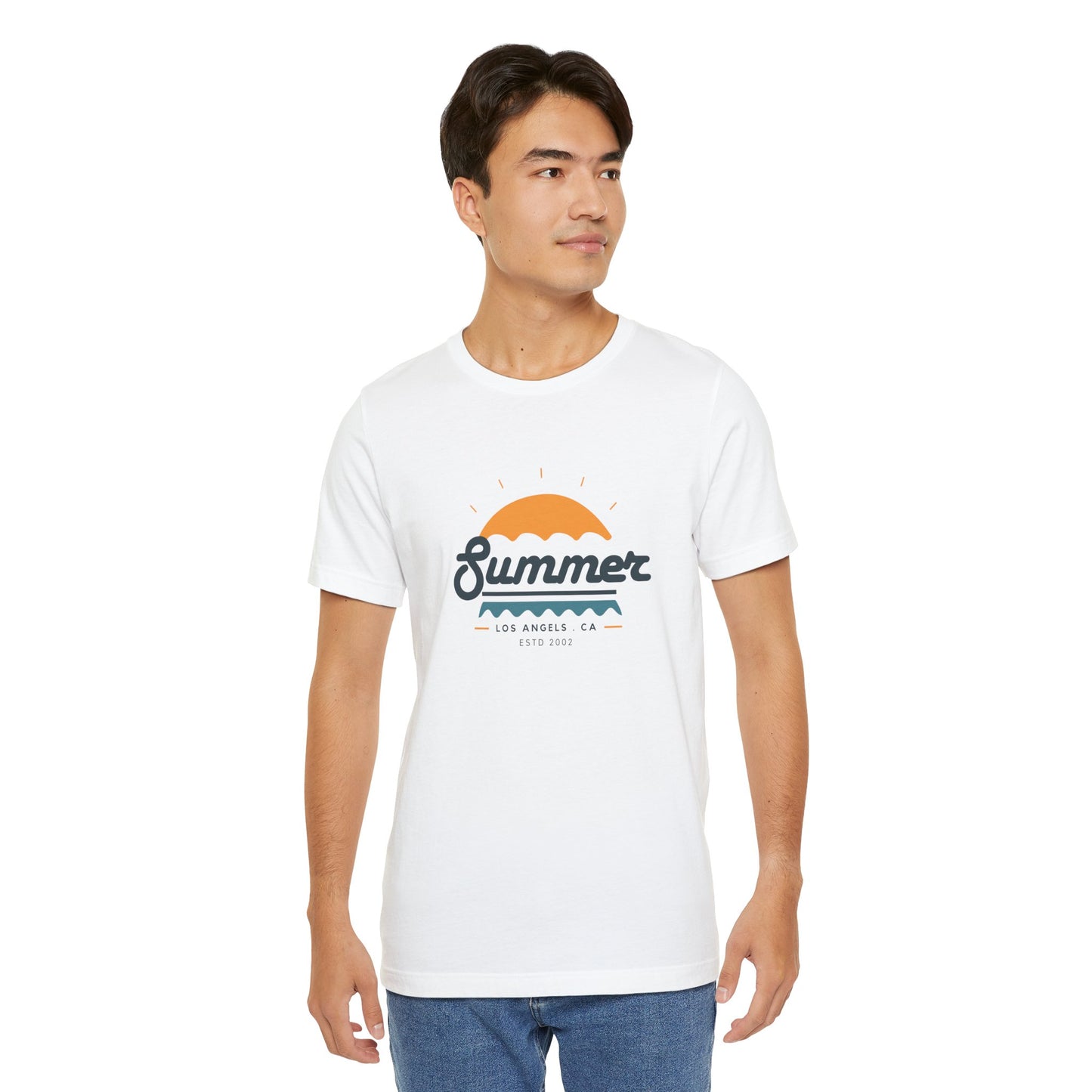 Summer Vibes Unisex Jersey Short Sleeve Tee, Beach Shirt, Casual Summer Wear, Gift for Friends, Coastal Adventure Top, LA Style Tee