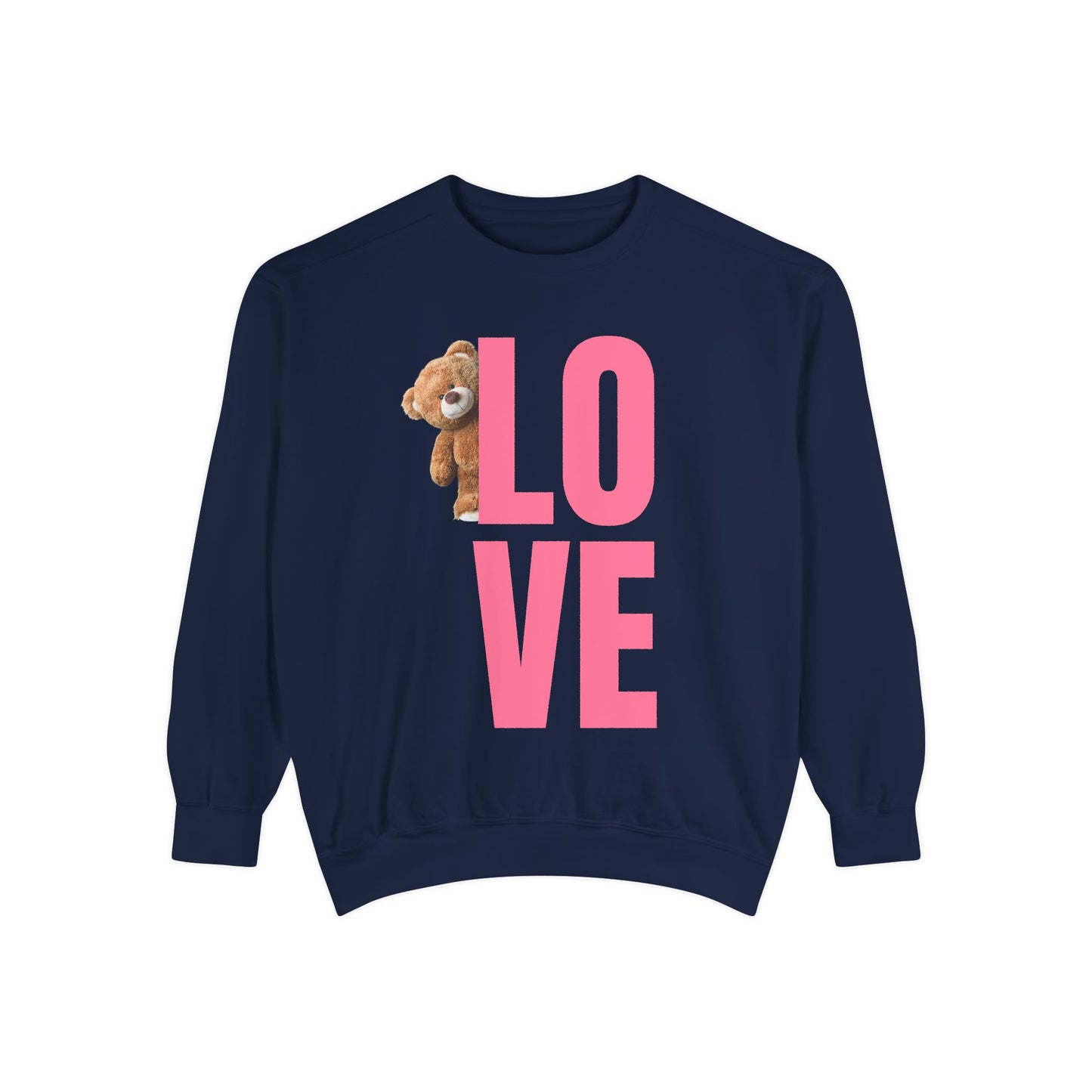 Unisex Valentine's Day Sweatshirt With Cute Brown Behind the Letter L