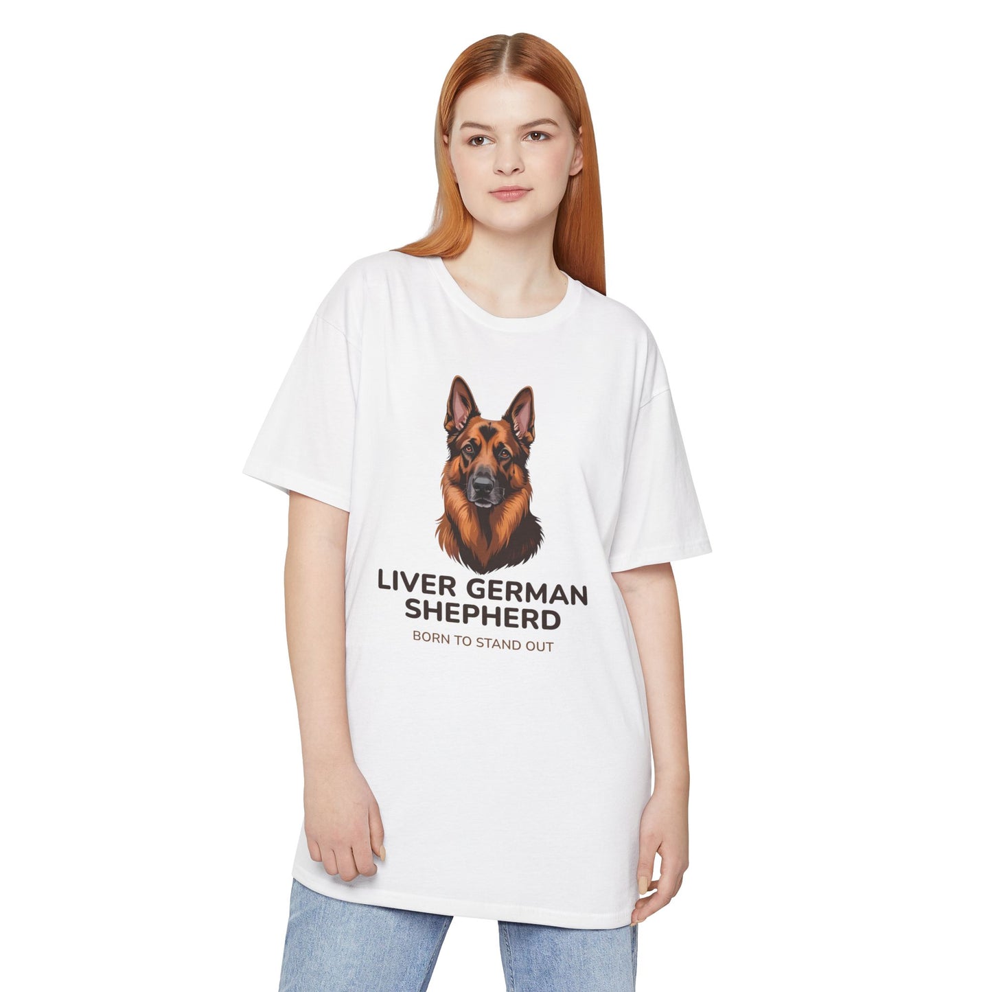 Liver German Shepherd Urban Tee - Born to Stand Out, Animal Lover Tee, Pet Owner Gift, Unique Dog T-Shirt, Casual Everyday Wear, Gift for Dog Lovers