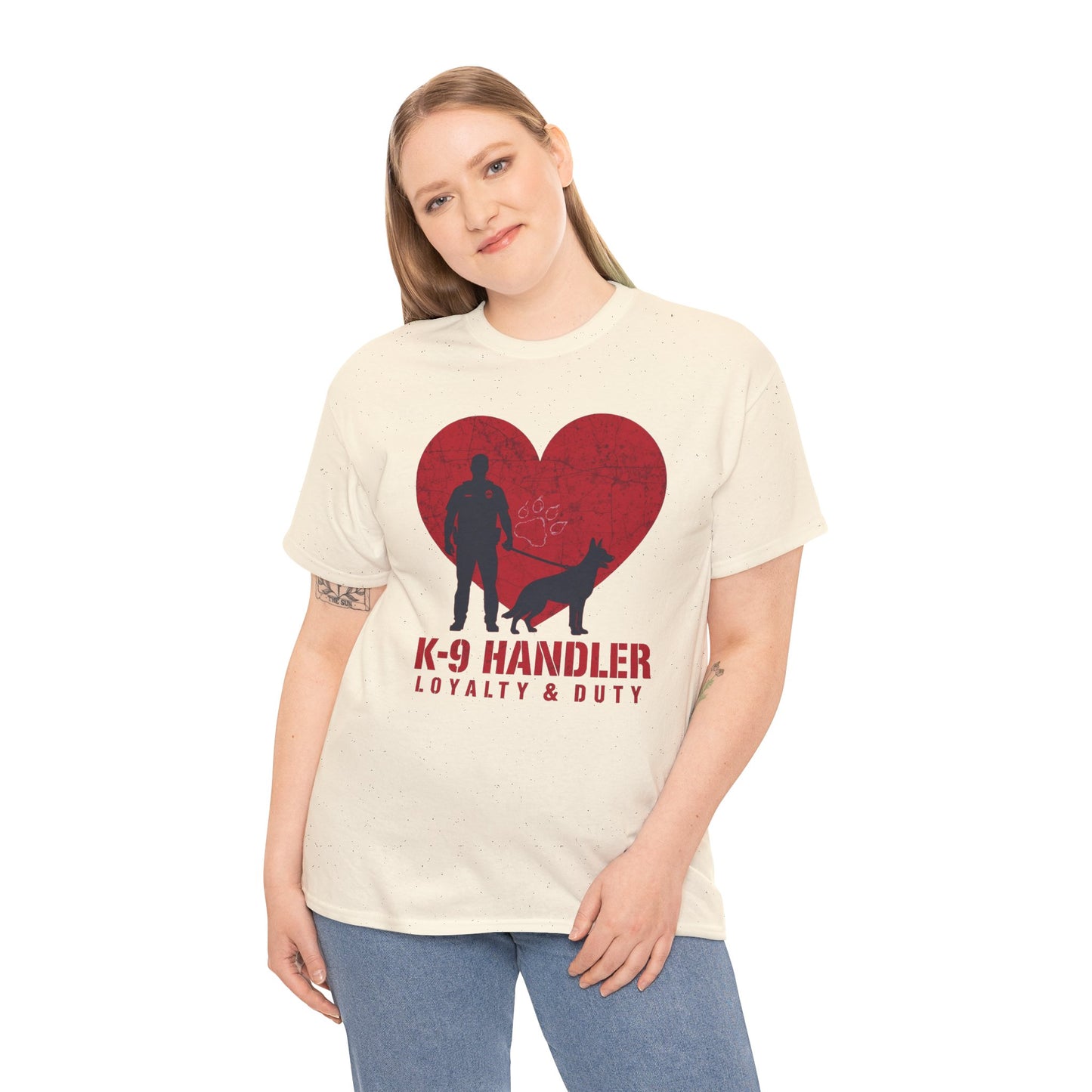 K-9 Handler Heavy Cotton Tee - Loyalty & Duty Shirt, Dog Lover Gift