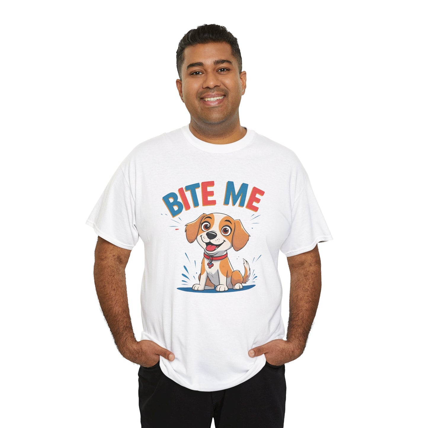 Playful Dog Lover Tee, Bite Me Unisex Cotton T-Shirt for Dog Trainers, Funny Gift for Dog Lovers, Cute Dog Apparel