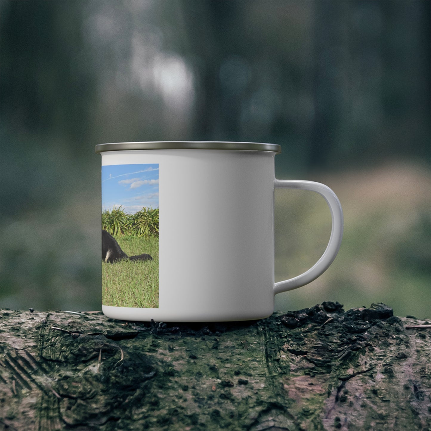 Enamel Campfire Dog Lover Stainless Steel Mug With a Czech DDR German Shepherd