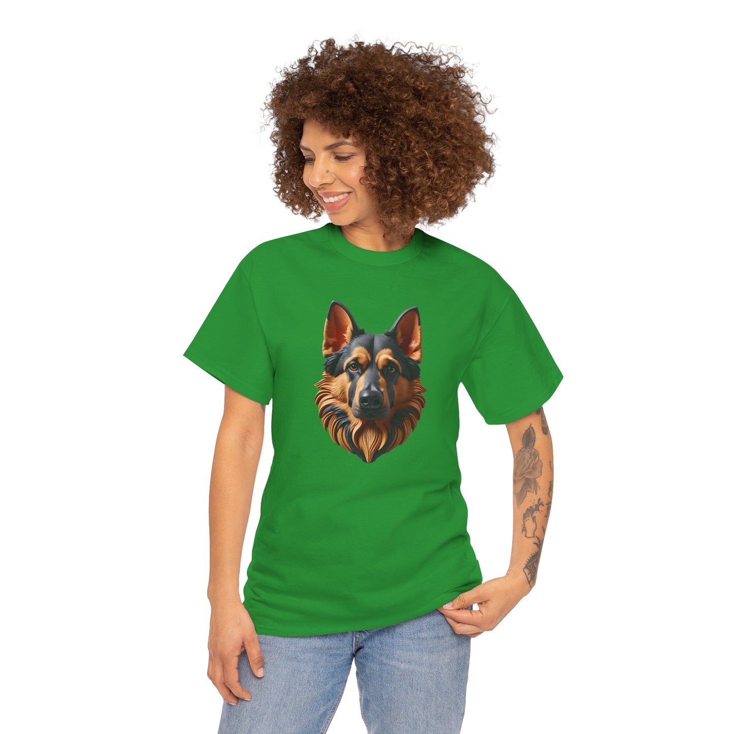 German Shepherd Lover Tee With 3D Design, Unisex Cotton Shirt, Dog T-Shirt, Pet Lovers Gift, Animal Enthusiast Apparel