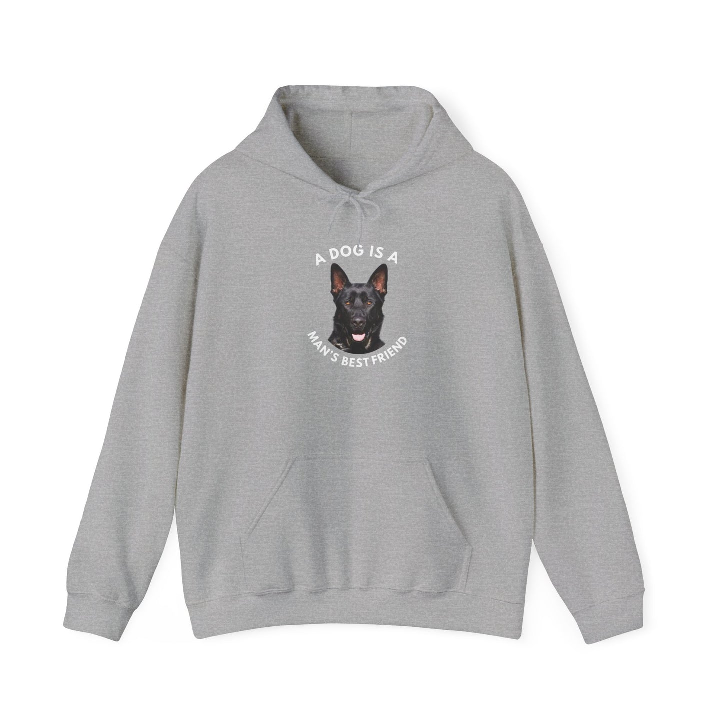 Unisex Dog Lover Hoodie With Close Up of German Shepherd and Caption A Dog Is A Man's Best Friend