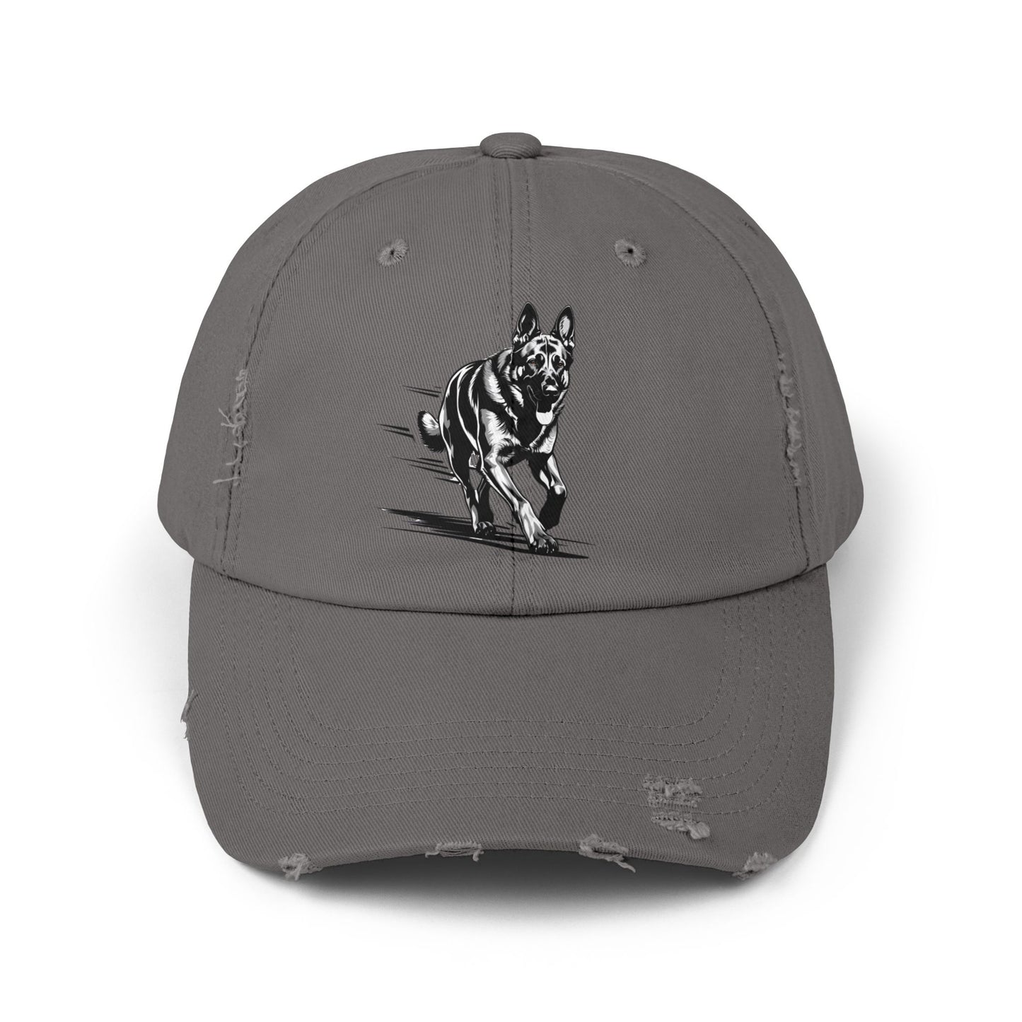 Black Distressed Agility German Shepherd Dog Cap | Unisex Pet Lover Hat, Outdoorsy Style, Casual Wear, Animal Lover Accessory