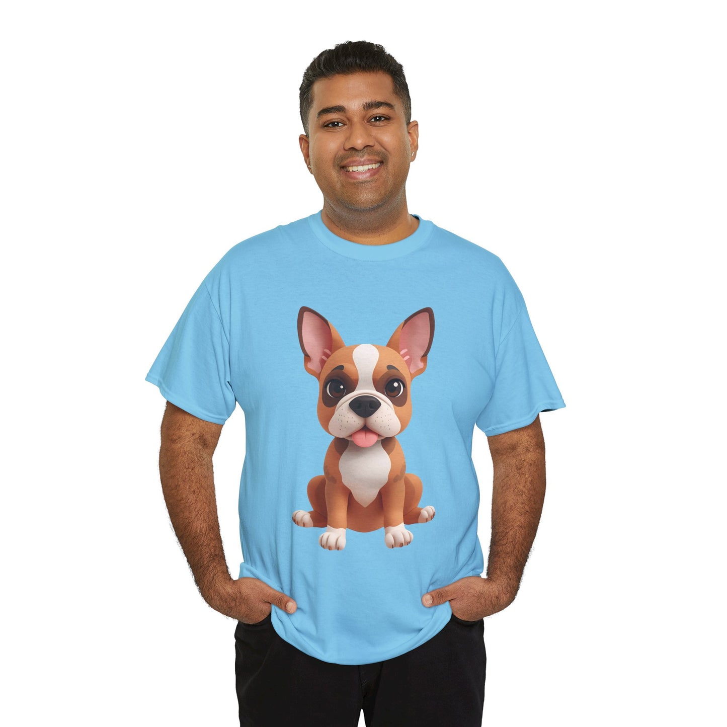 Cute 3D French Bulldog T-Shirt Unisex Heavy Cotton Tee, Dog Lover Gift