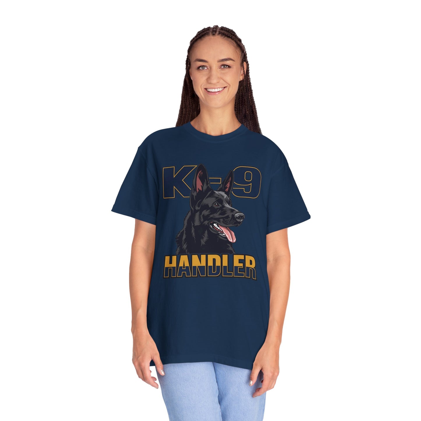 Black German Shepherd K-9 Handler T-Shirt, Garment-Dyed Unisex Tee for Dog Lovers