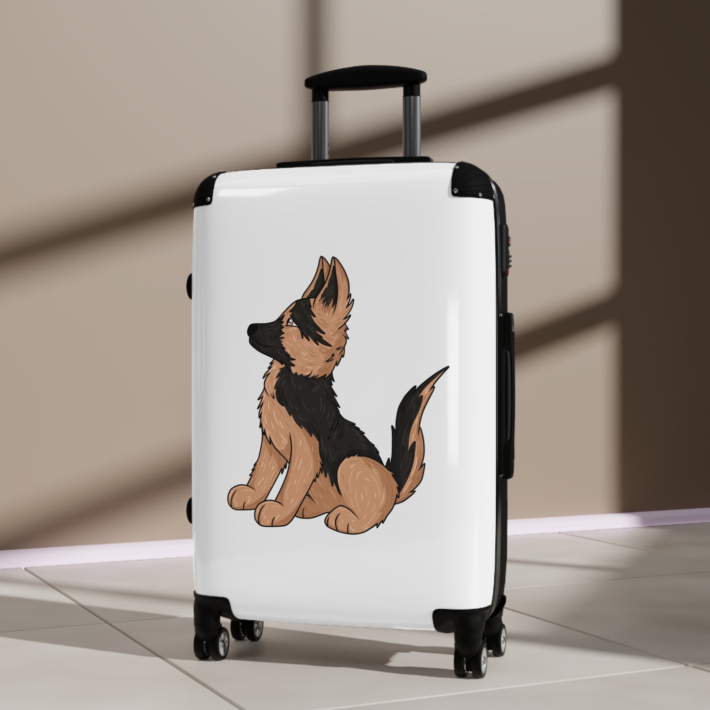 Personalized Dog Lover Suitcase - Featuring Cute German Shepherd Puppy Looking Upward