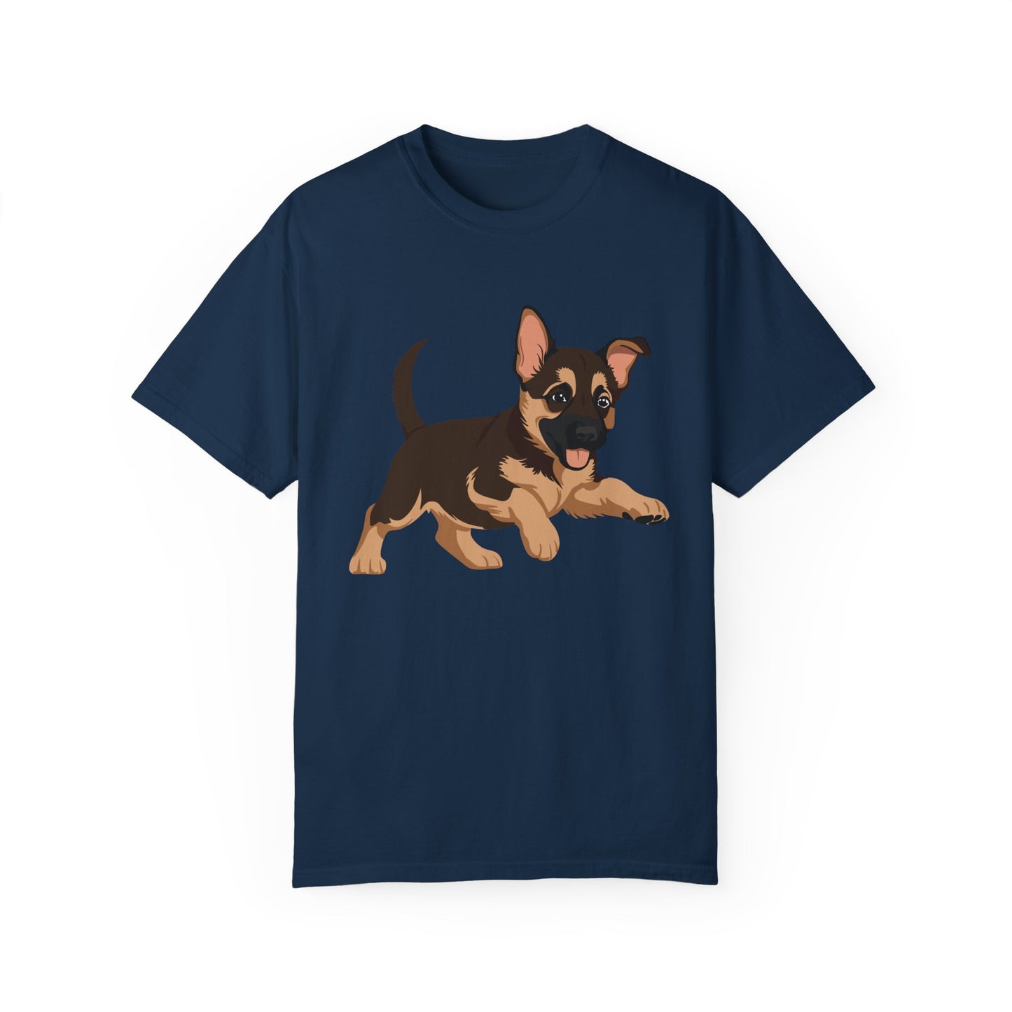 Unisex Dog Lover T-Shirt With a Graphic of Cute Playing German Shepherd Puppy