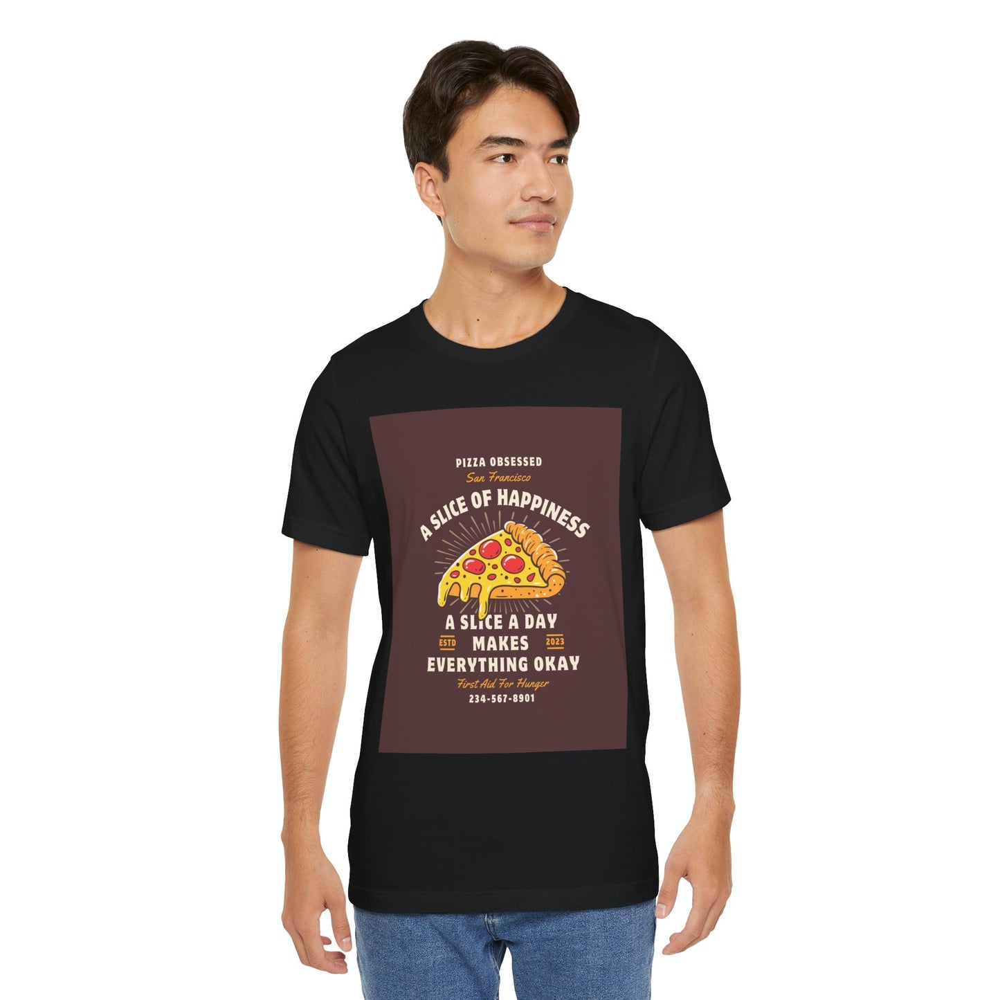 Pizza Lover's Happiness Tee, Fun Unisex T-Shirt, Casual Wear, Gift for Foodies, Pizza Party Attire, Comfortable Daily Shirt