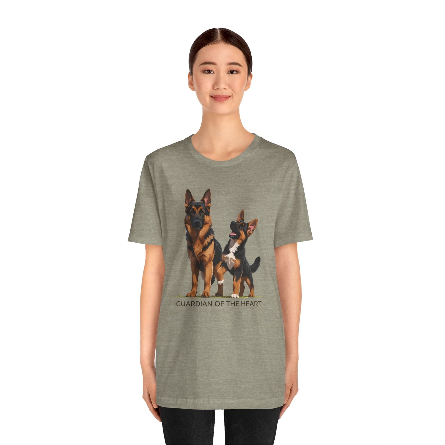 German Shepherd and Puppy Tee - Guardian of the Heart, Gifting for Pet Owners, Cute Graphic Shirt, Perfect for Birthdays, Dog-Themed Apparel