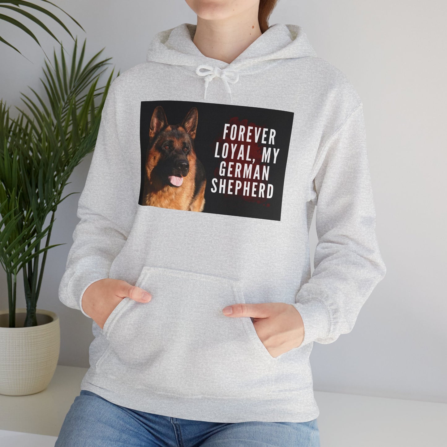 Unisex Dog Lover Hoodie With a German Shepherd and Caption Forever Loyal