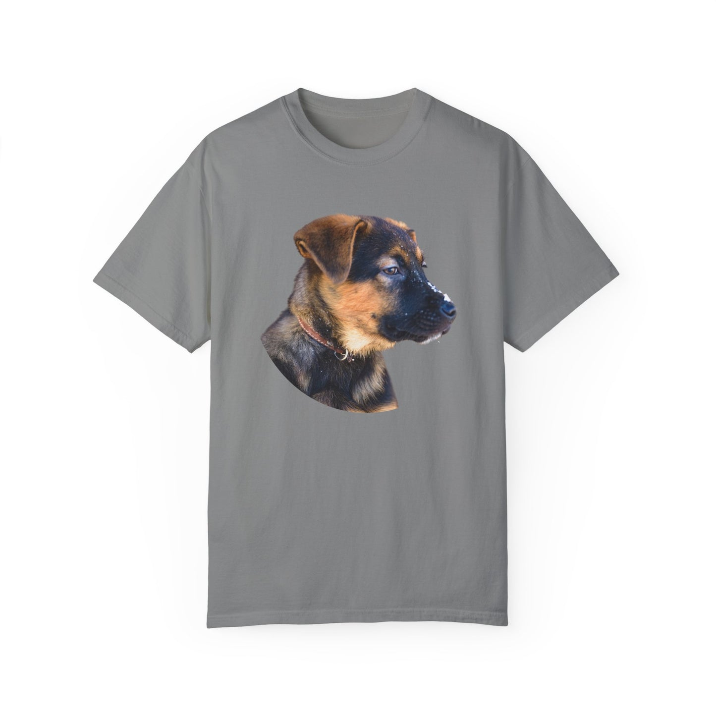 Unisex T-Shirt With Close Up Face of German Shepherd Puppy With Floppy Ears