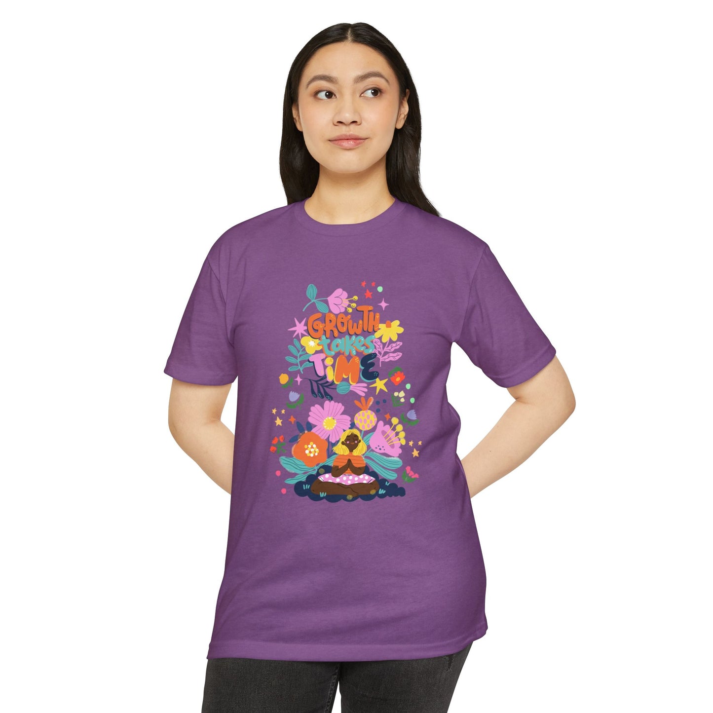 Growth Takes Time Floral Unisex T-Shirt, Spring Tee, Inspirational T-Shirt, Casual Wear, Unique Gift Idea