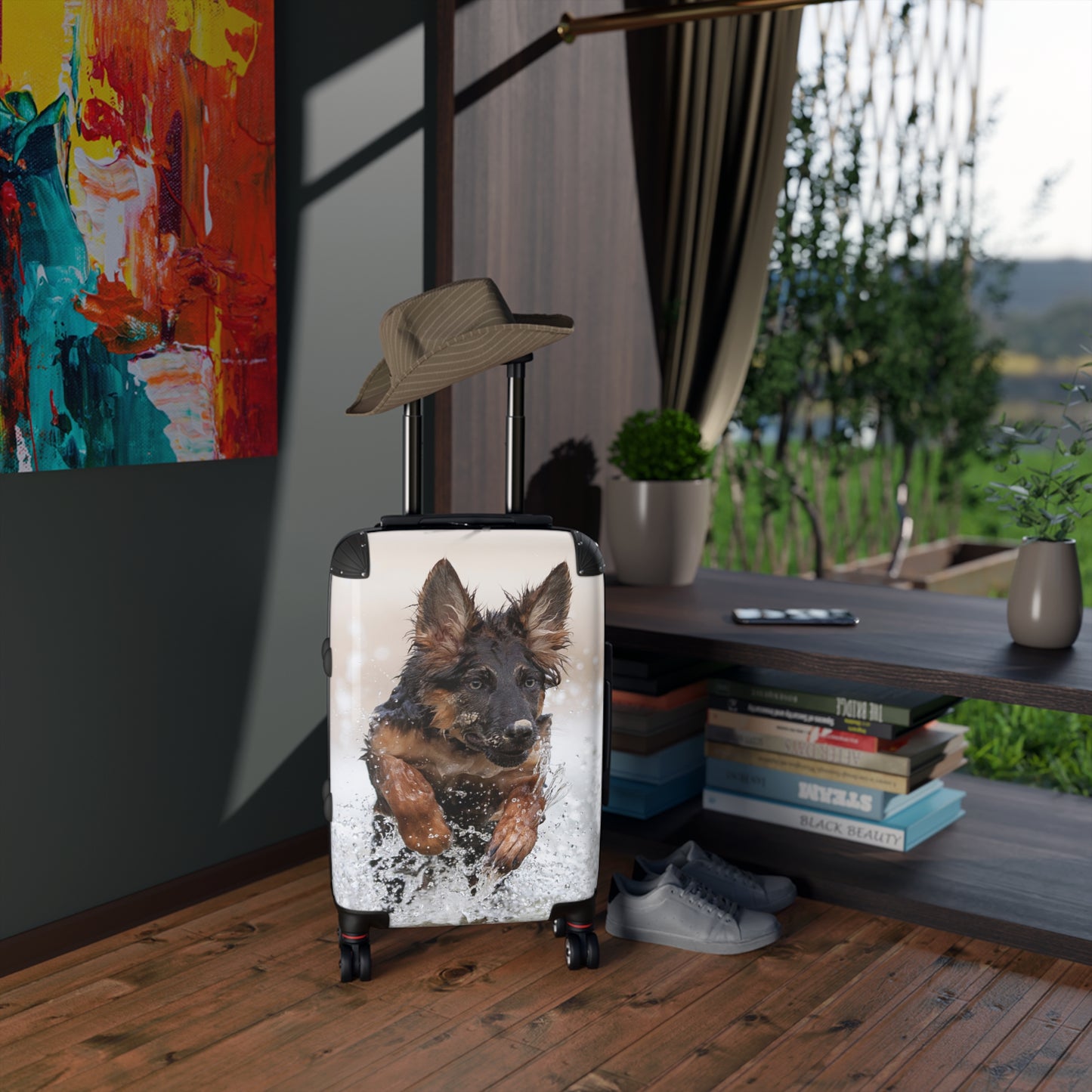 Dog Lover's Suitcase Featuring German Shepherd Jumping In The Water