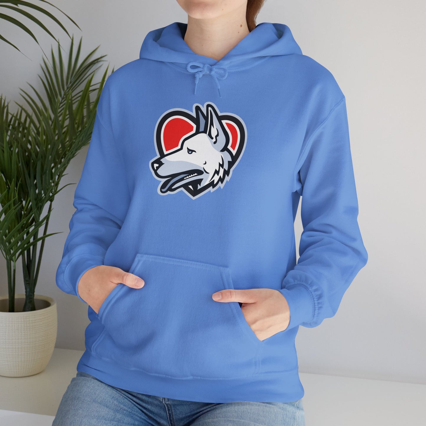 Unisex Dog Lover Hoodie With a Close Up Graphic of German Shepherd Placed Inside Red Heart