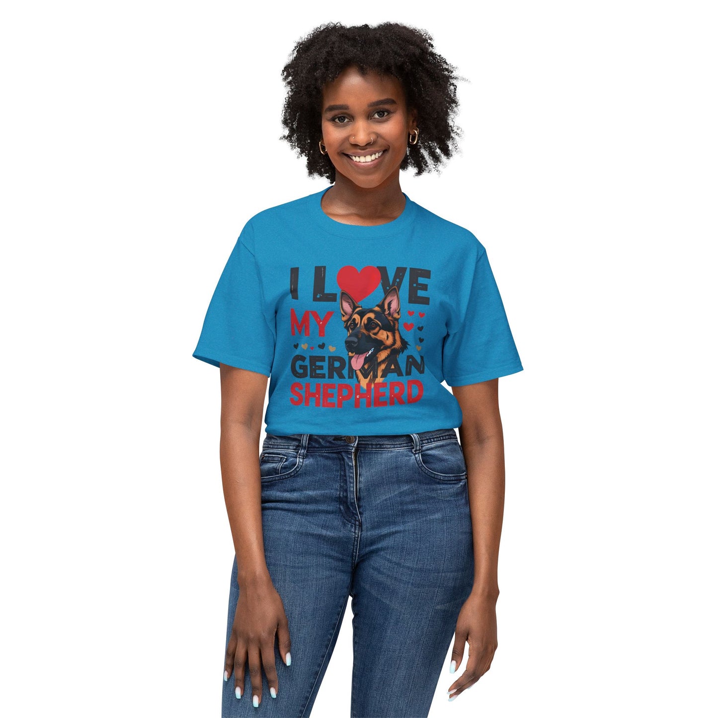 I Love My German Shepherd T-Shirt, Cute Dog Lover Gift, Pet Parent Apparel, Dog Adoption Celebration, Canine Lover's Tee