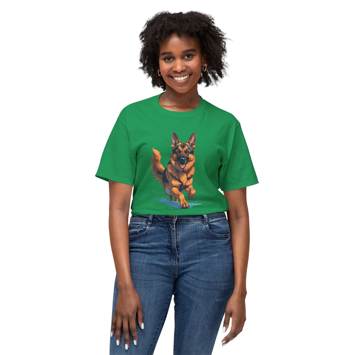 Running German Shepherd Dog Unisex HD Cotton™ T-shirt, Pet Lover Gift, Casual Wear, Animal Print Apparel, Funny Dog Shirt