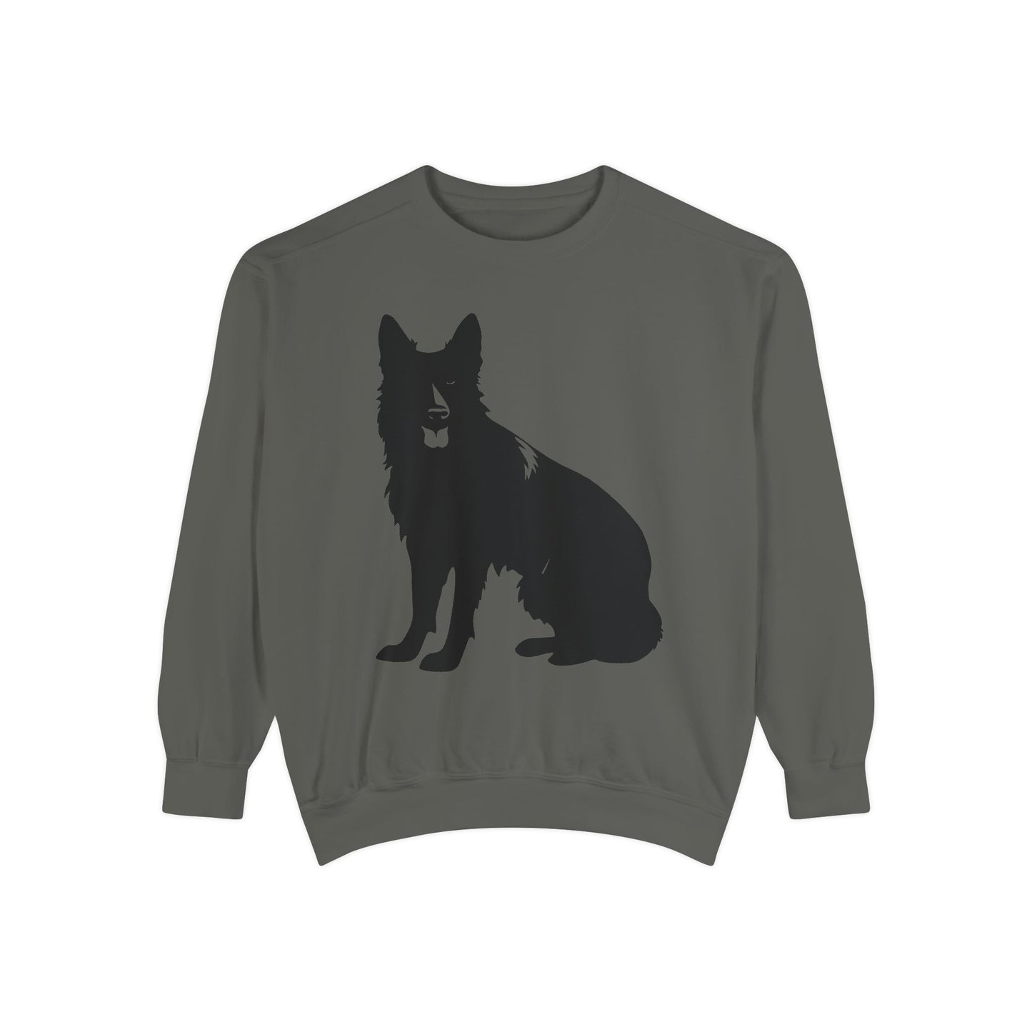 Unisex Dog Lover Sweatshirt With Graphic of Black German Shepherd With Hanging Tongue Sloppily Sitting