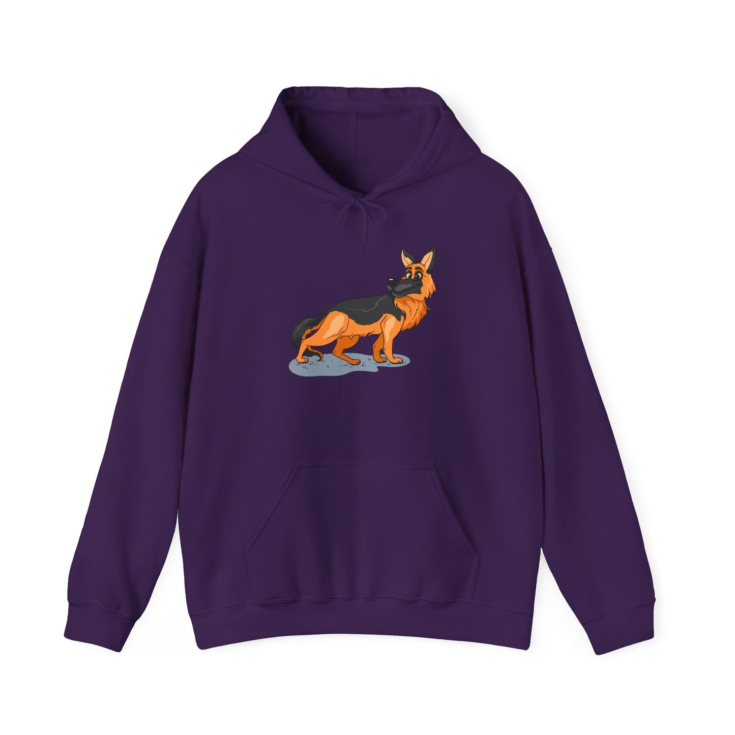 Unisex Dog Lover Hoodie With a Cartoon of Astonished German Shepherd Turning His Head