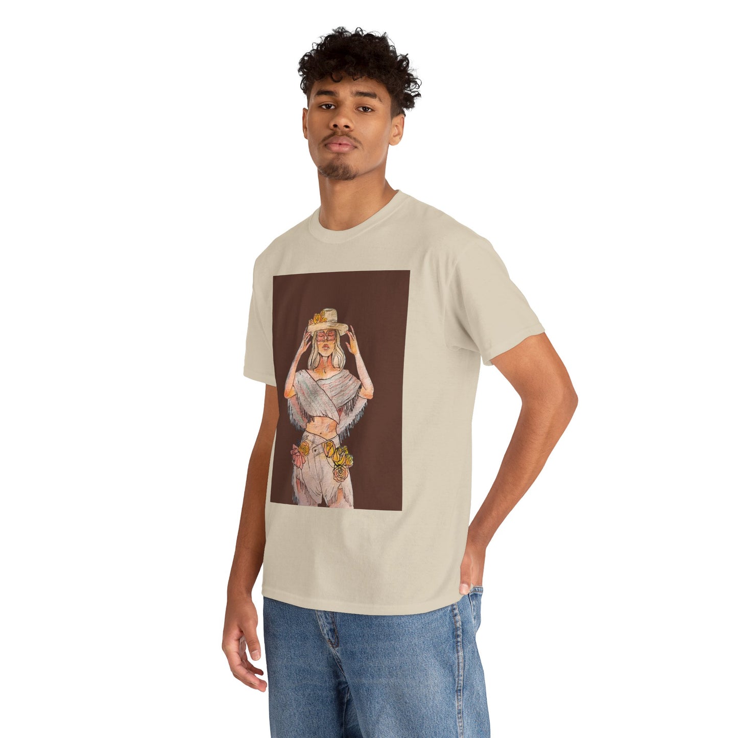 Bohemian Vibes Unisex Heavy Cotton Vintage Tee, Casual Wear, Summer Style Shirt, Gift for Her, Festival Outfit, Art-Inspired Apparel