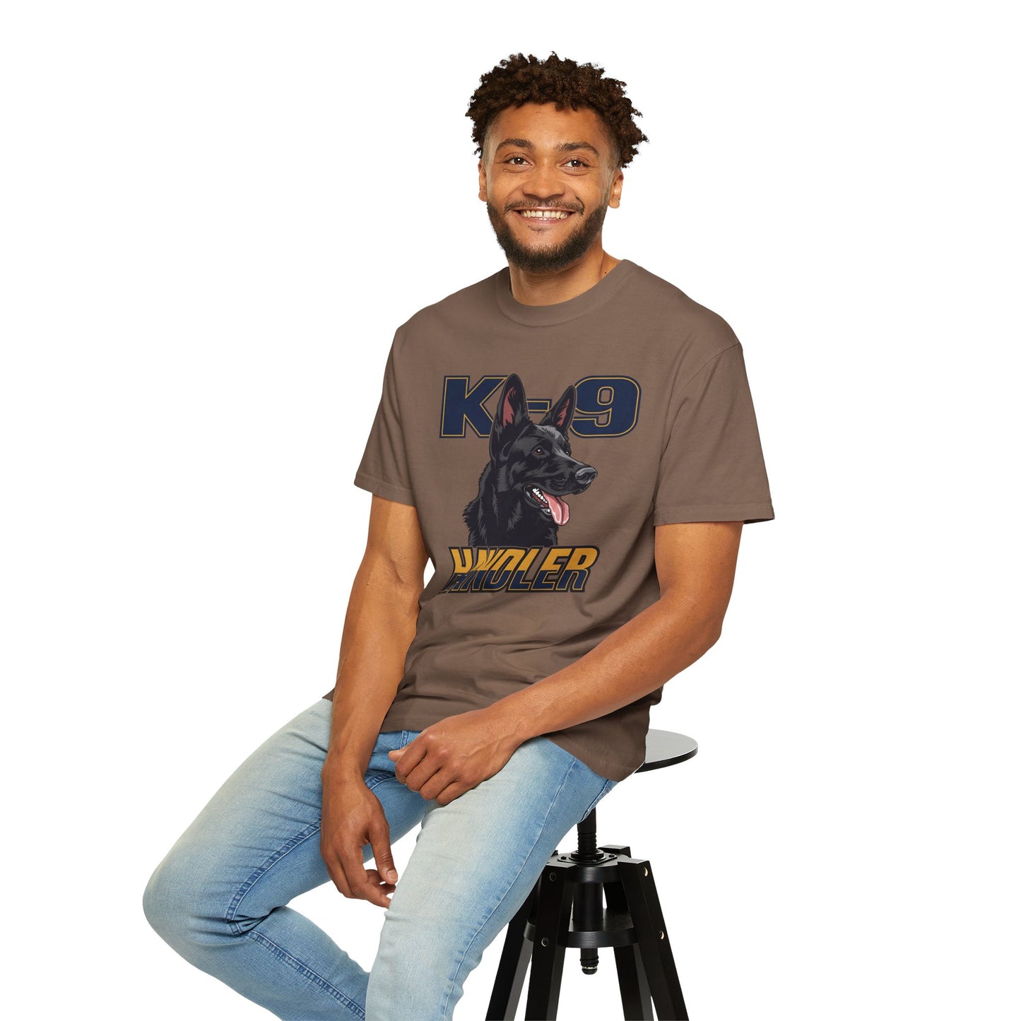 Black German Shepherd K-9 Handler T-Shirt, Garment-Dyed Unisex Tee for Dog Lovers