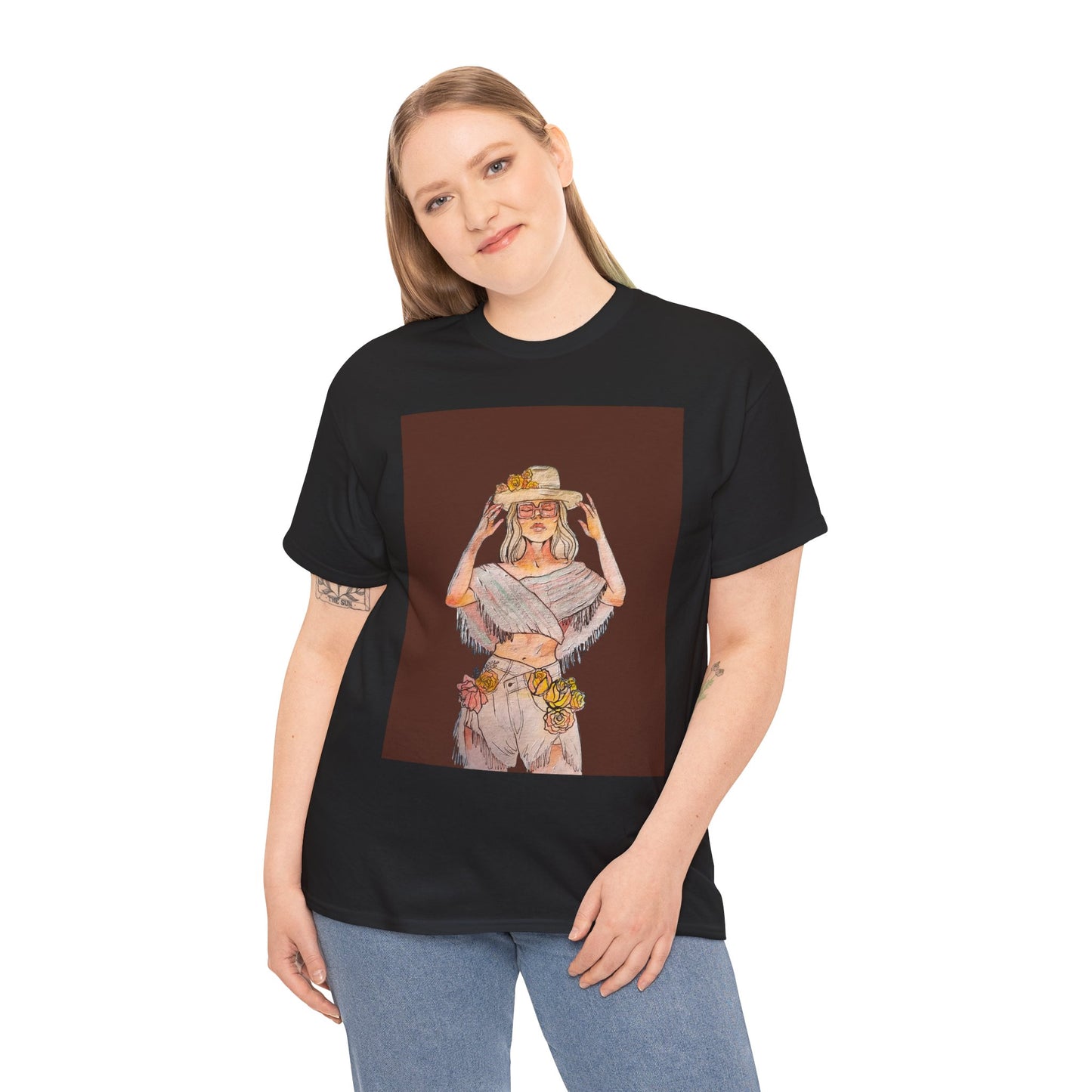Bohemian Vibes Unisex Heavy Cotton Vintage Tee, Casual Wear, Summer Style Shirt, Gift for Her, Festival Outfit, Art-Inspired Apparel