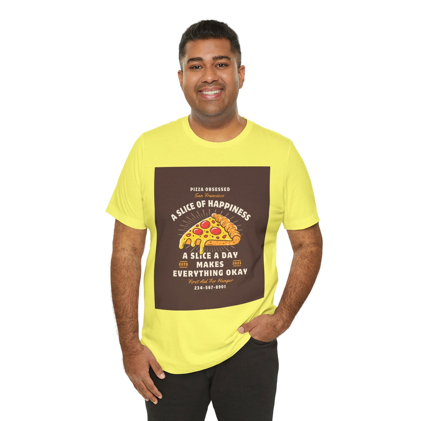 Pizza Lover's Happiness Tee, Fun Unisex T-Shirt, Casual Wear, Gift for Foodies, Pizza Party Attire, Comfortable Daily Shirt
