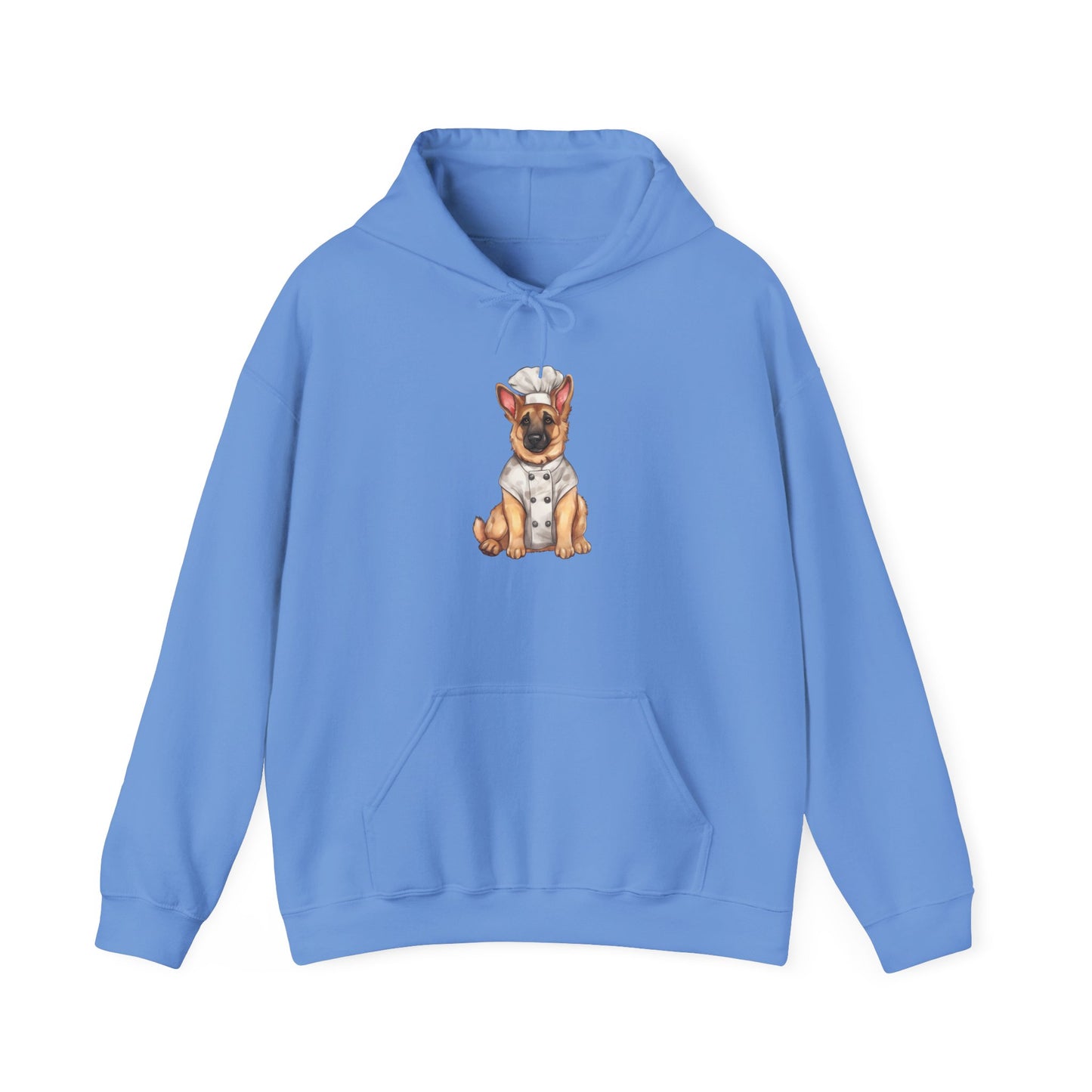Unisex Dog Lover Hoodie With a Graphic of German Shepherd Wearing Chef Suit