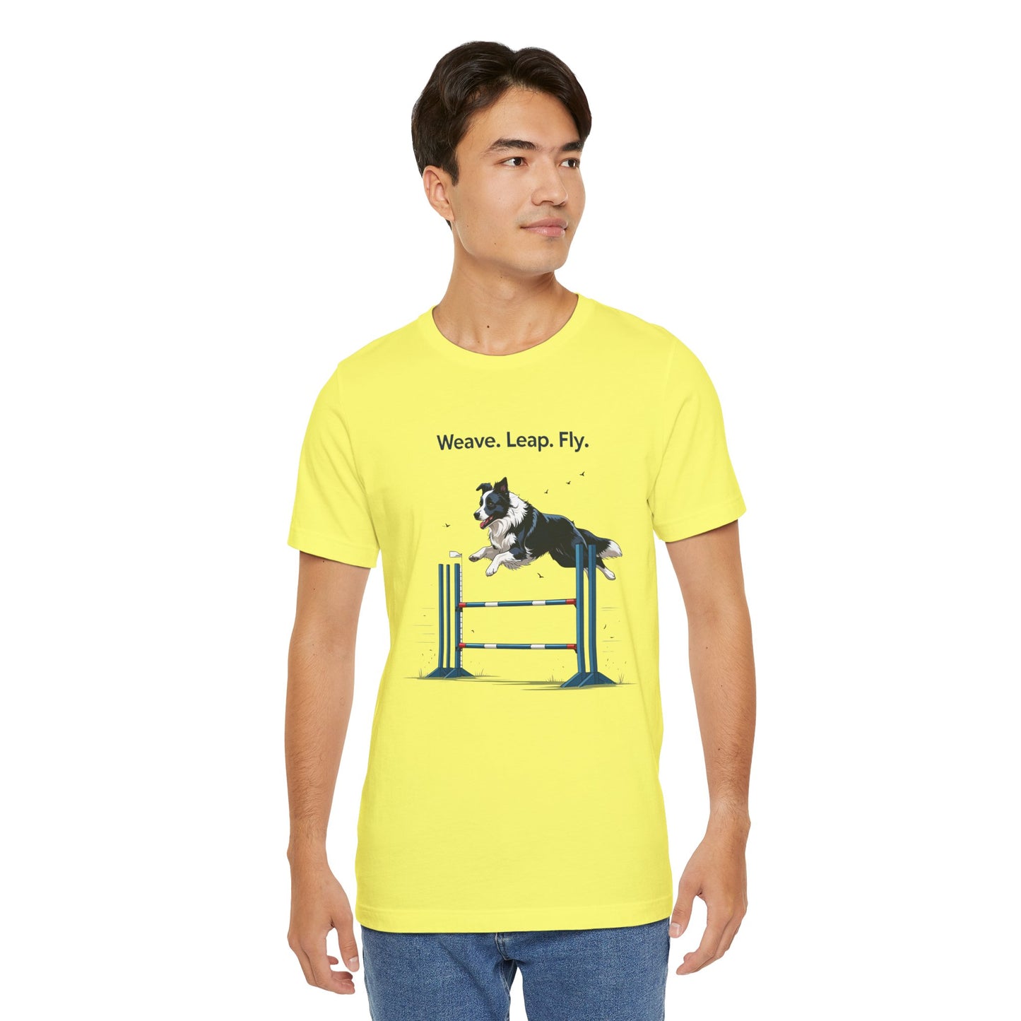 Dog Agility Spirit T-Shirt, Weave Leap Fly Tee, Gifts for Dog Lovers, Pet Enthusiasts, Animal Lovers T-Shirt, Casual Wear, Dog Show Gear