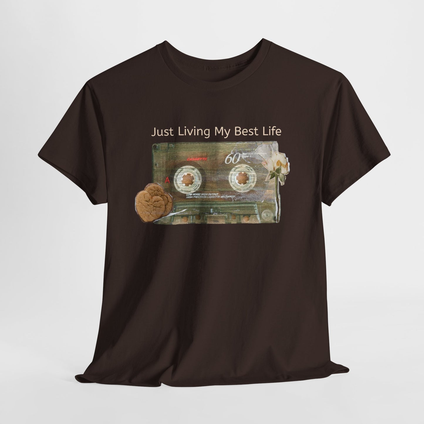 Just Living My Best Life Tee, Vintage Cassette T-Shirt, Casual Wear, Gift for Friends, Music Lover's Apparel