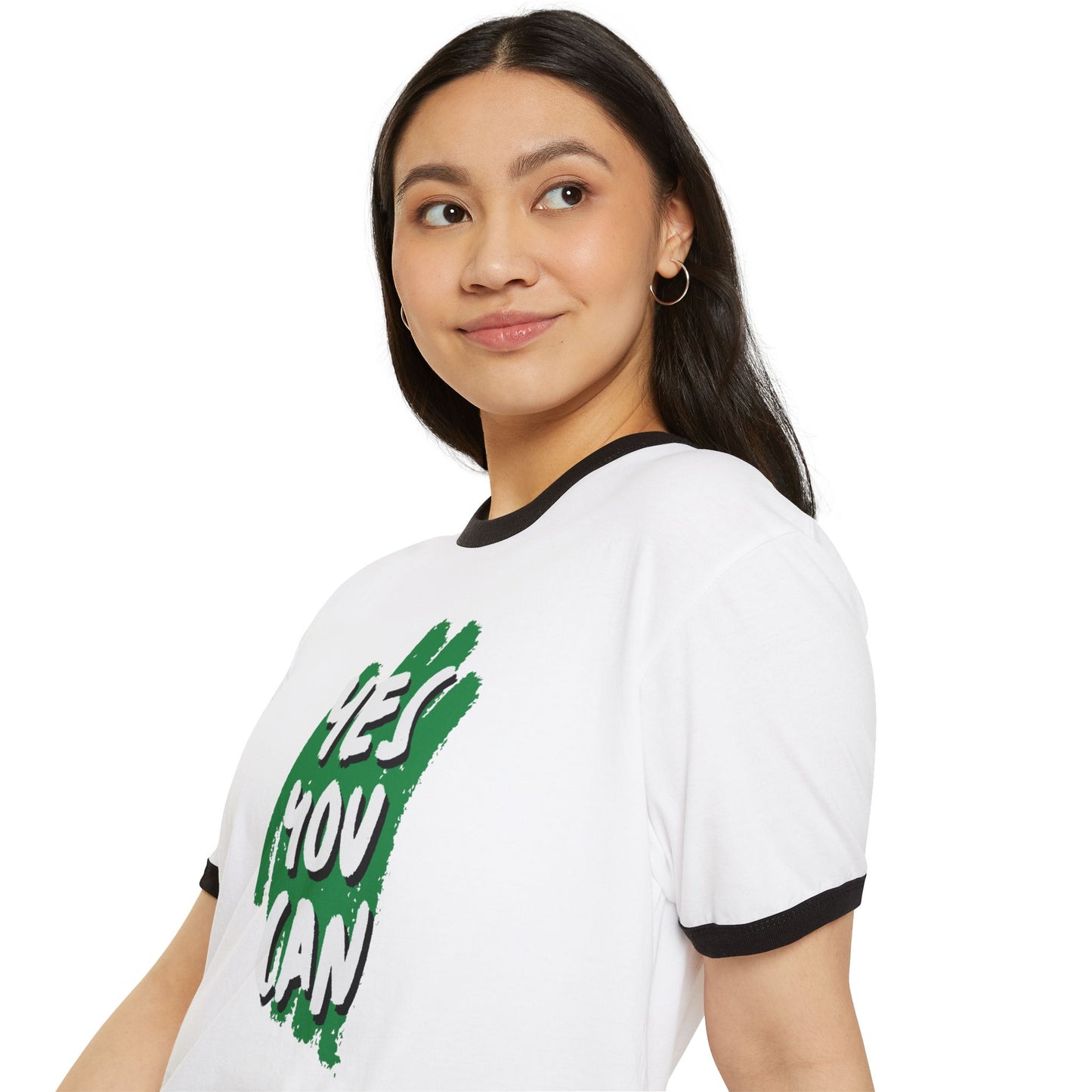 Yes You Can Unisex Cotton Ringer T-Shirt, Motivational Tee, Casual Wear, Gift for Friends, Positive Vibes, Everyday Comfort