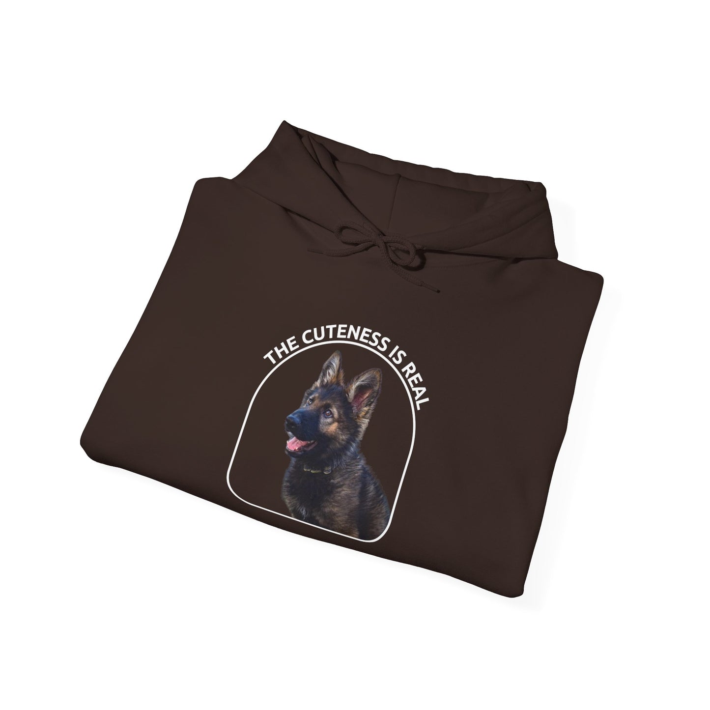 Unisex Dog Lover Hoodie With Cute German Shepherd Puppy and Caption The Cuteness Is Real
