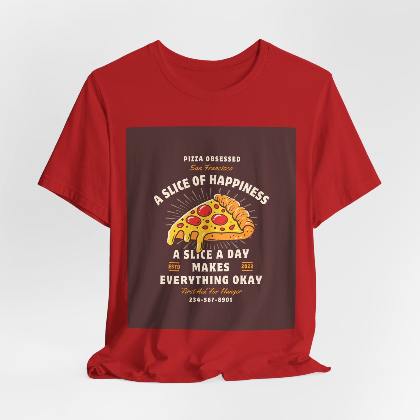 Pizza Lover's Happiness Tee, Fun Unisex T-Shirt, Casual Wear, Gift for Foodies, Pizza Party Attire, Comfortable Daily Shirt