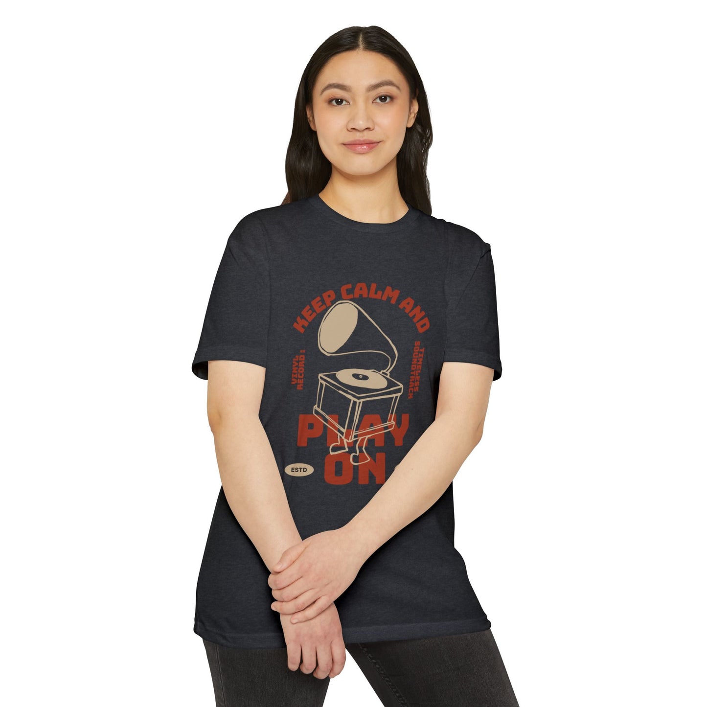 Retro Music Vibe T-Shirt, Unisex Tee, Gift for Music Lovers, Keep Calm and Play On Shirt, Casual Summer Wear, Music Themed Apparel