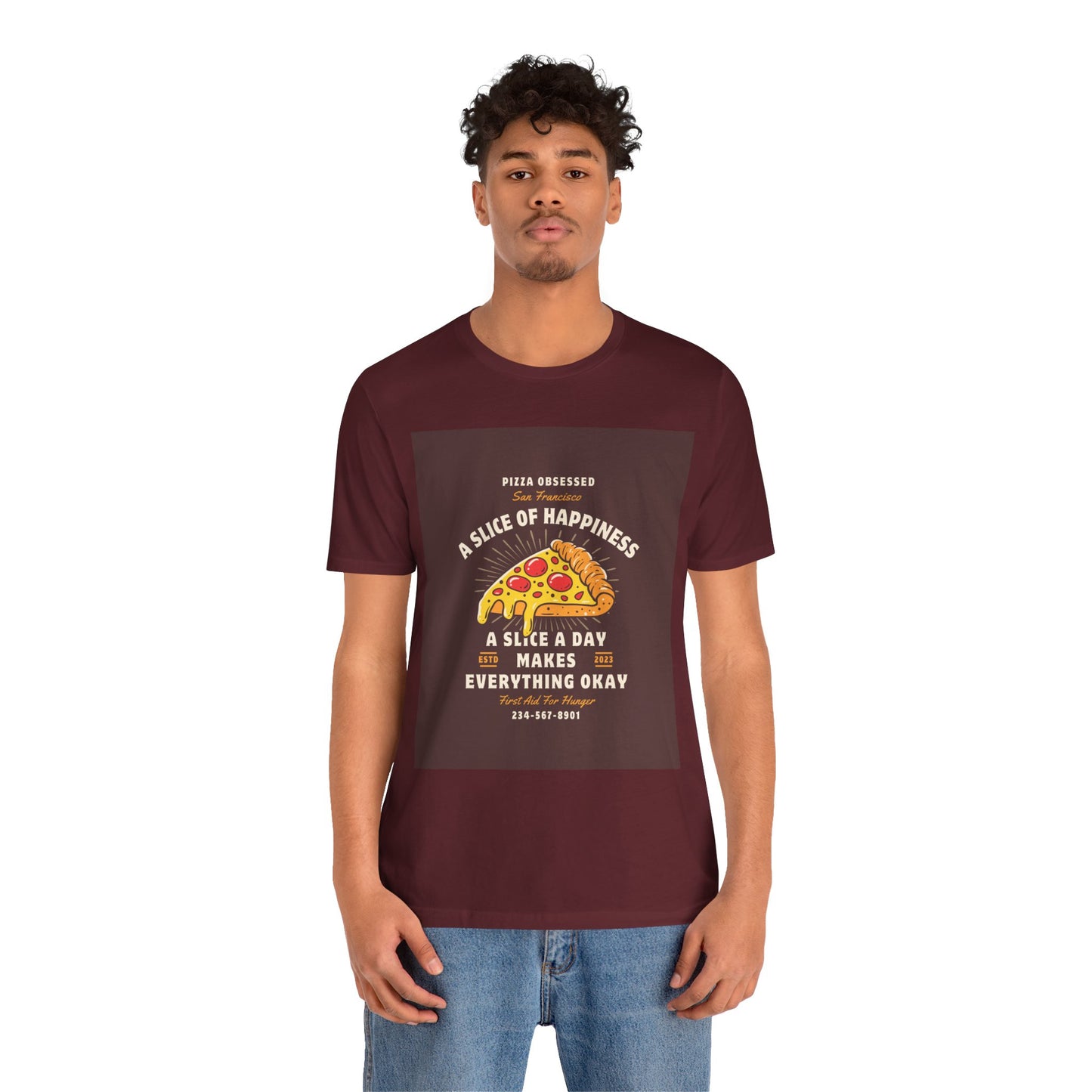 Pizza Lover's Happiness Tee, Fun Unisex T-Shirt, Casual Wear, Gift for Foodies, Pizza Party Attire, Comfortable Daily Shirt