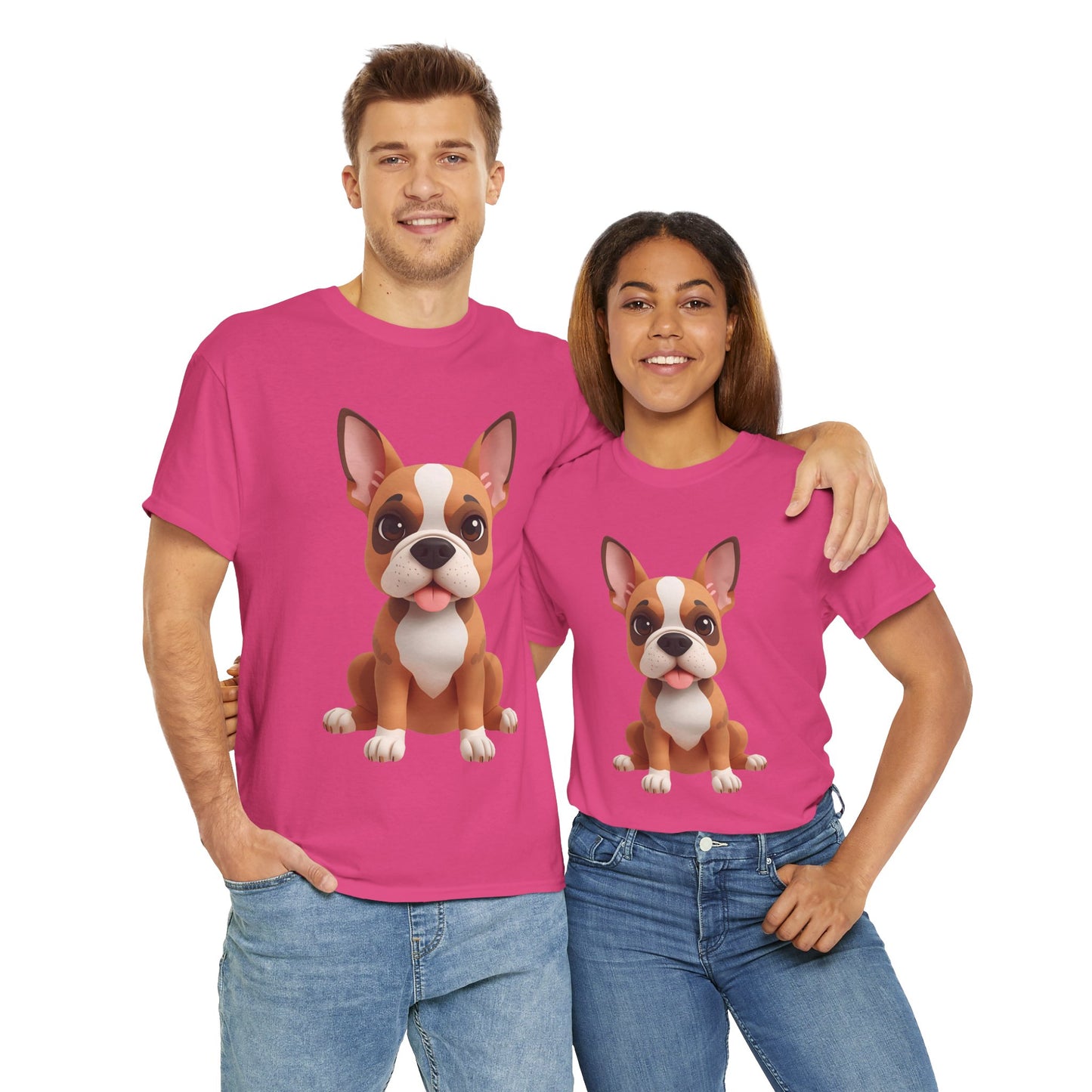 Cute 3D French Bulldog T-Shirt Unisex Heavy Cotton Tee, Dog Lover Gift