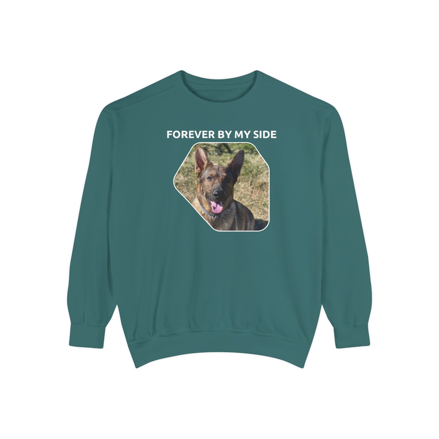 Unisex Dog Lover Sweatshirt With a Sable German Shepherd and Caption Forever By My Side