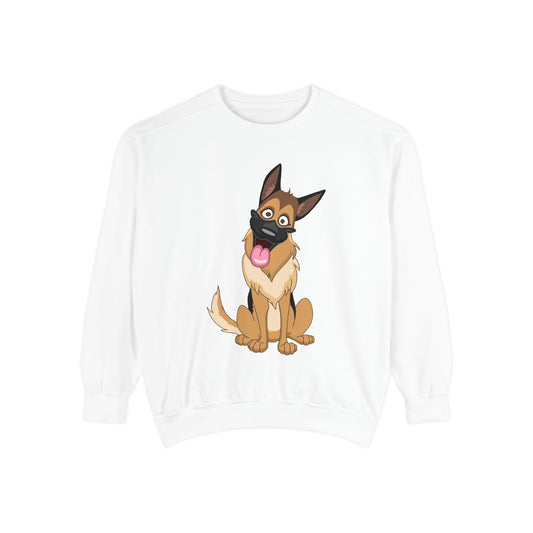 Funny Dog Cartoon Sweatshirt for Pet Lovers - Unisex Garment-Dyed Apparel