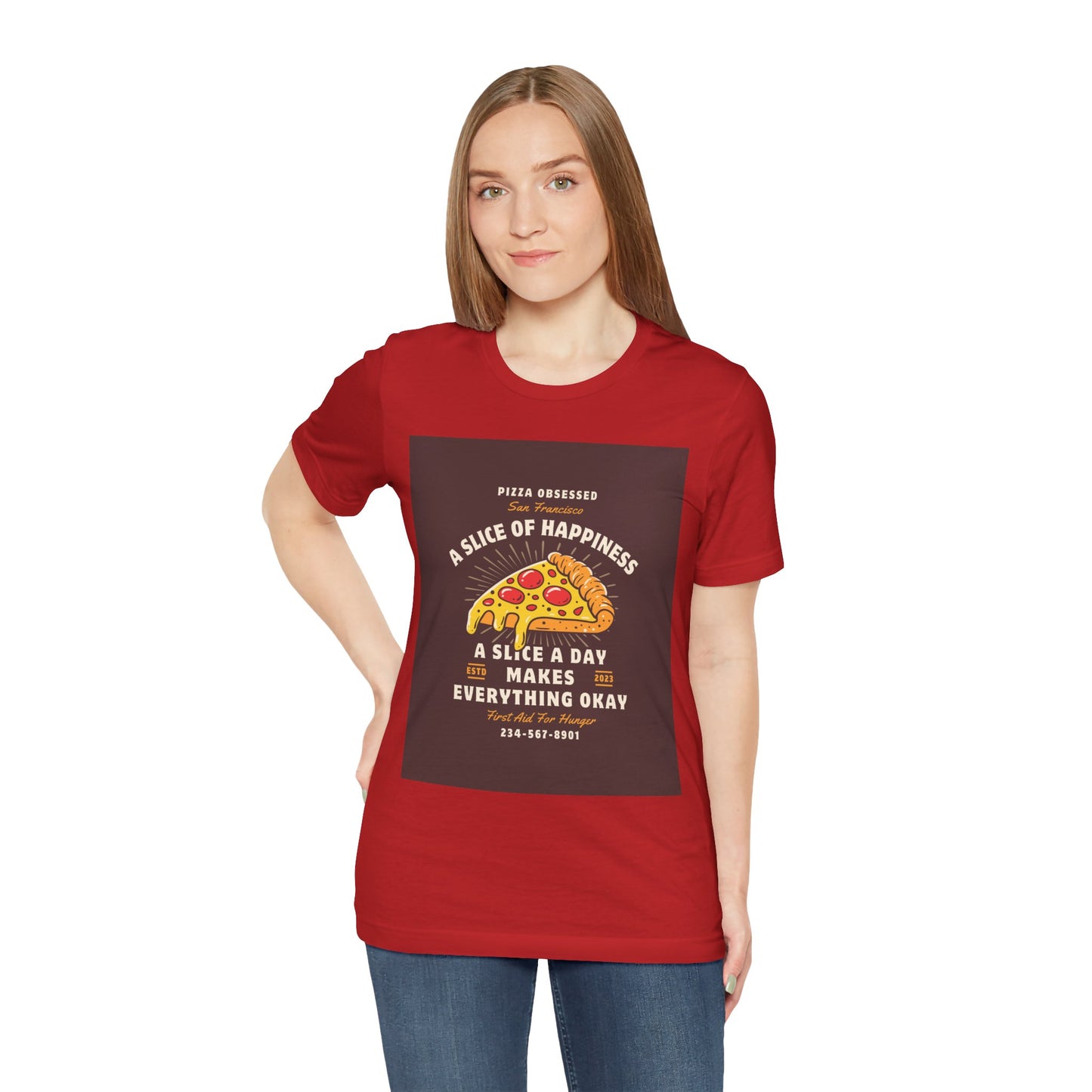 Pizza Lover's Happiness Tee, Fun Unisex T-Shirt, Casual Wear, Gift for Foodies, Pizza Party Attire, Comfortable Daily Shirt