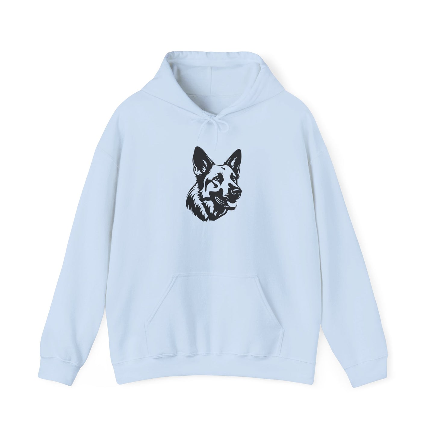 Unisex Dog Lover Hoodie With a Close Up Graphic of Black and White German Shepherd Mouth Opened